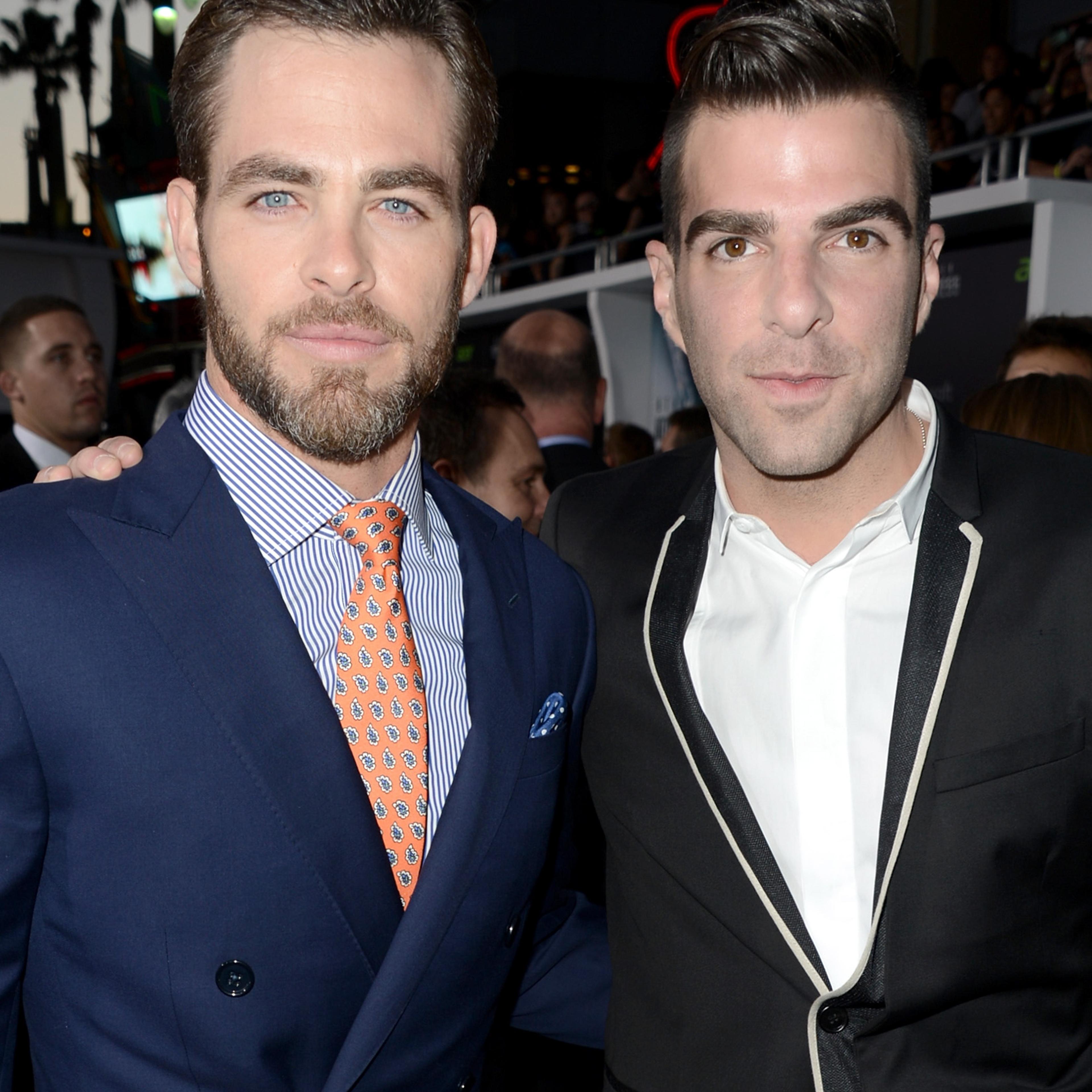 Chris Pine and Zachary Quinto at the Premiere of "Star Trek Into Darkness" on May 14, 2013 in Hollywood, California.
