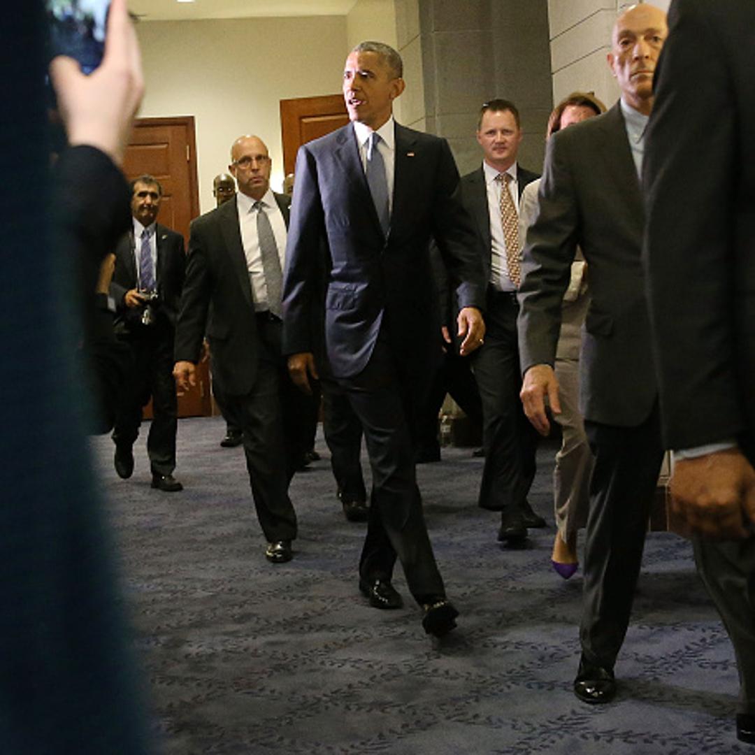 President Barack Obama President Obama departs from a meeting with House Democrats on Capitol Hill June 12, 2015 in Washington, DC.