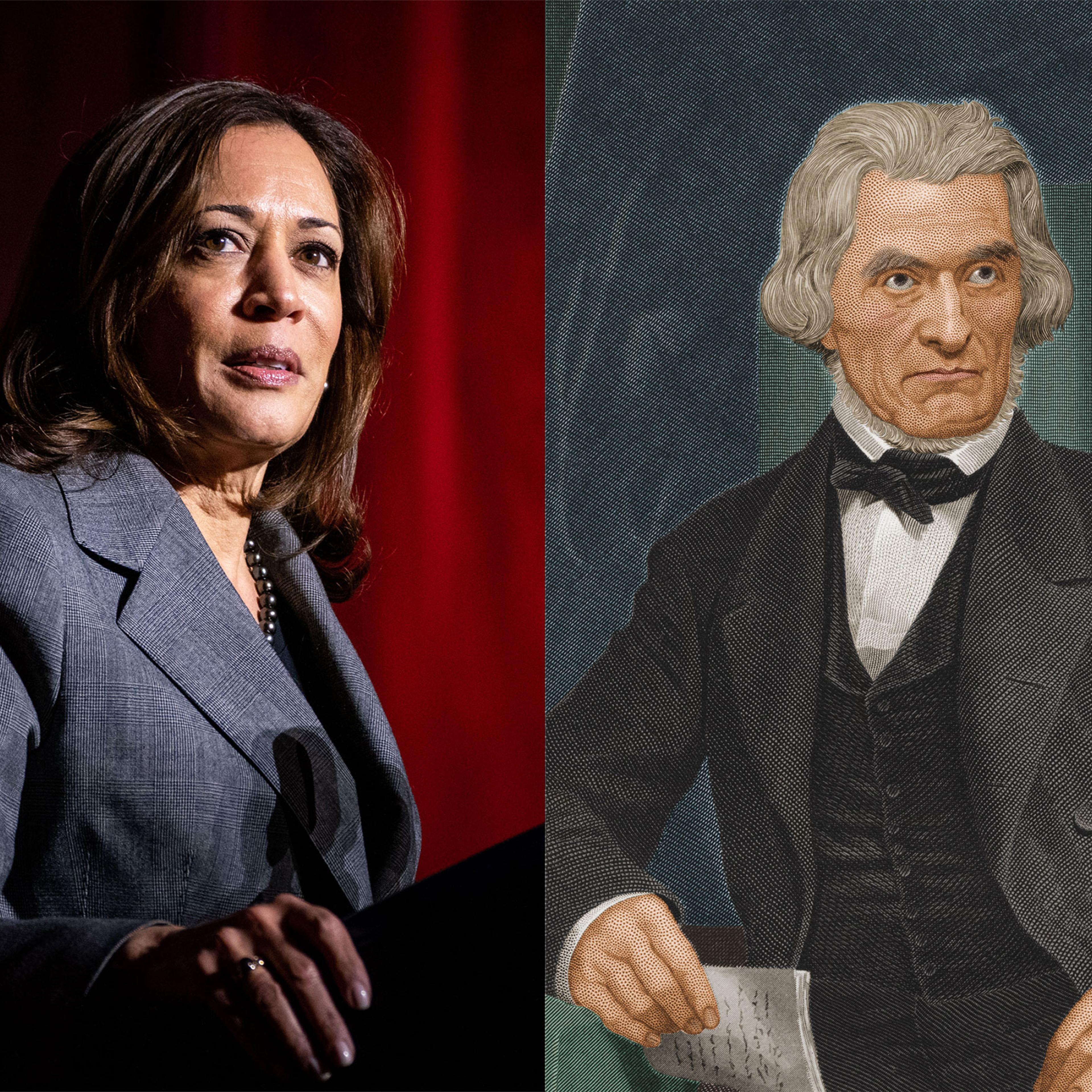 Vice President Kamala Harris (L) and Vice President John C. Calhoun (R).