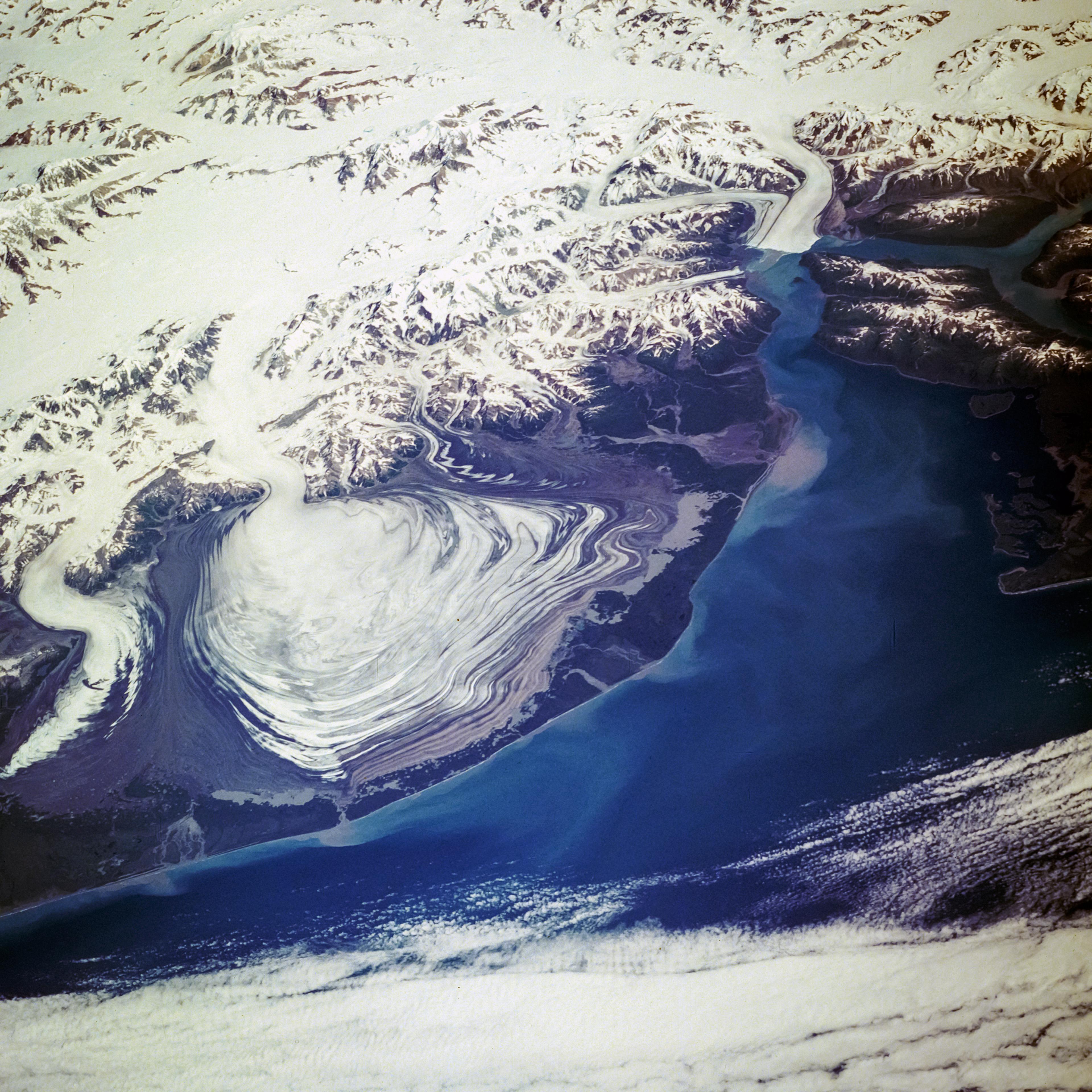 Aerial view of the Hubbard Glacier which is a glacier