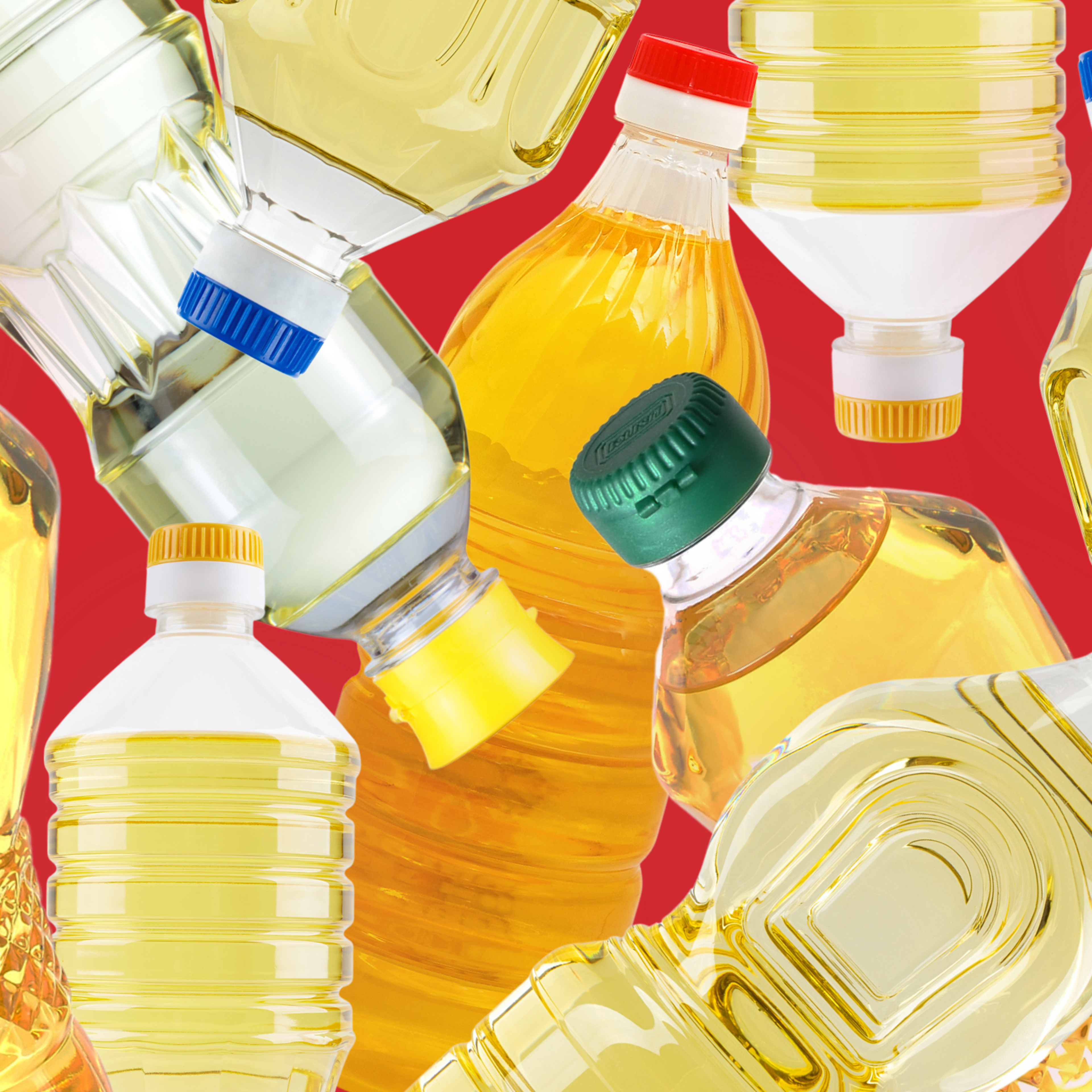 A collage of seed oils.
