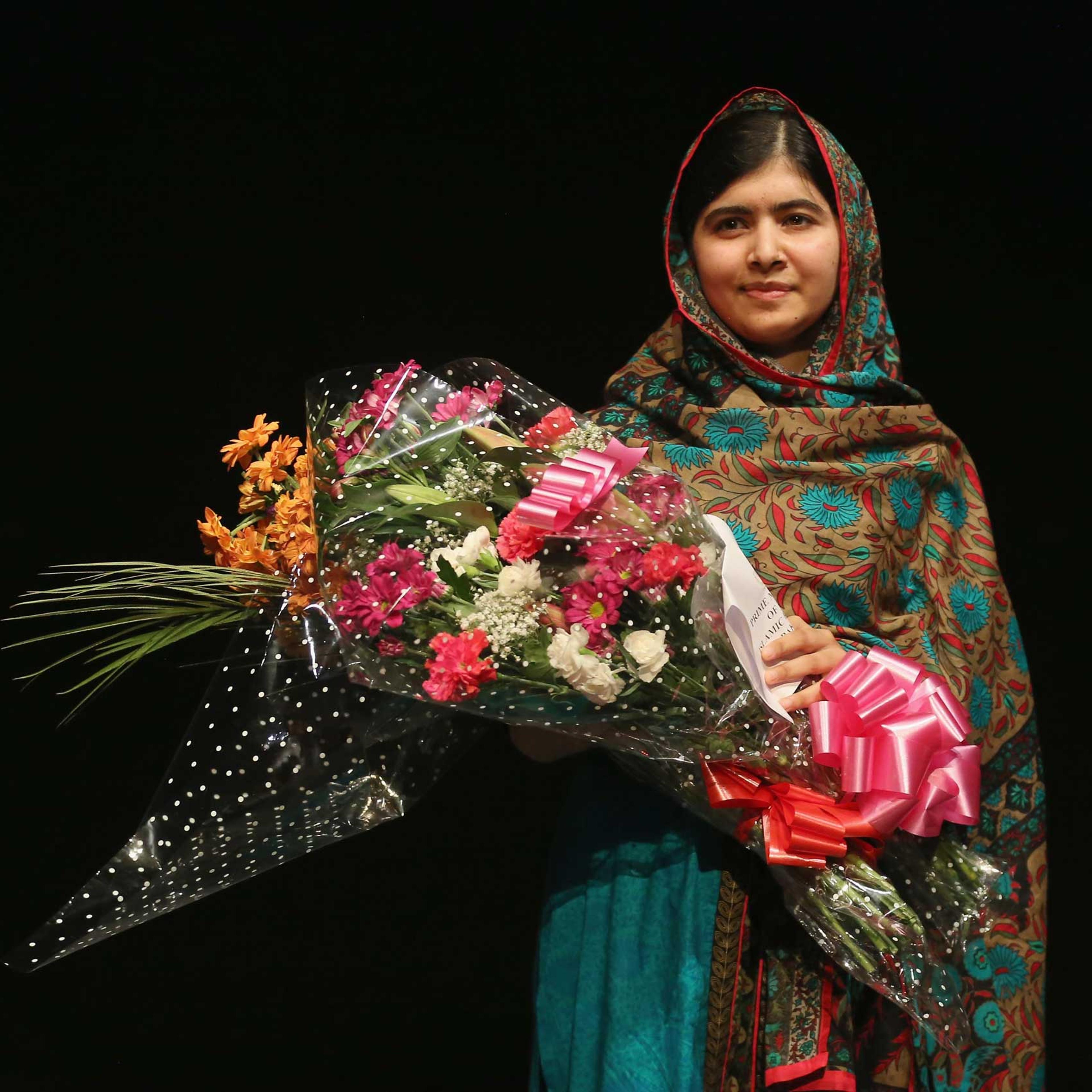 Malala Yousafzai after being announced as a recipient of the Nobel Peace Prize in Birmingham, England on October 10, 2014.