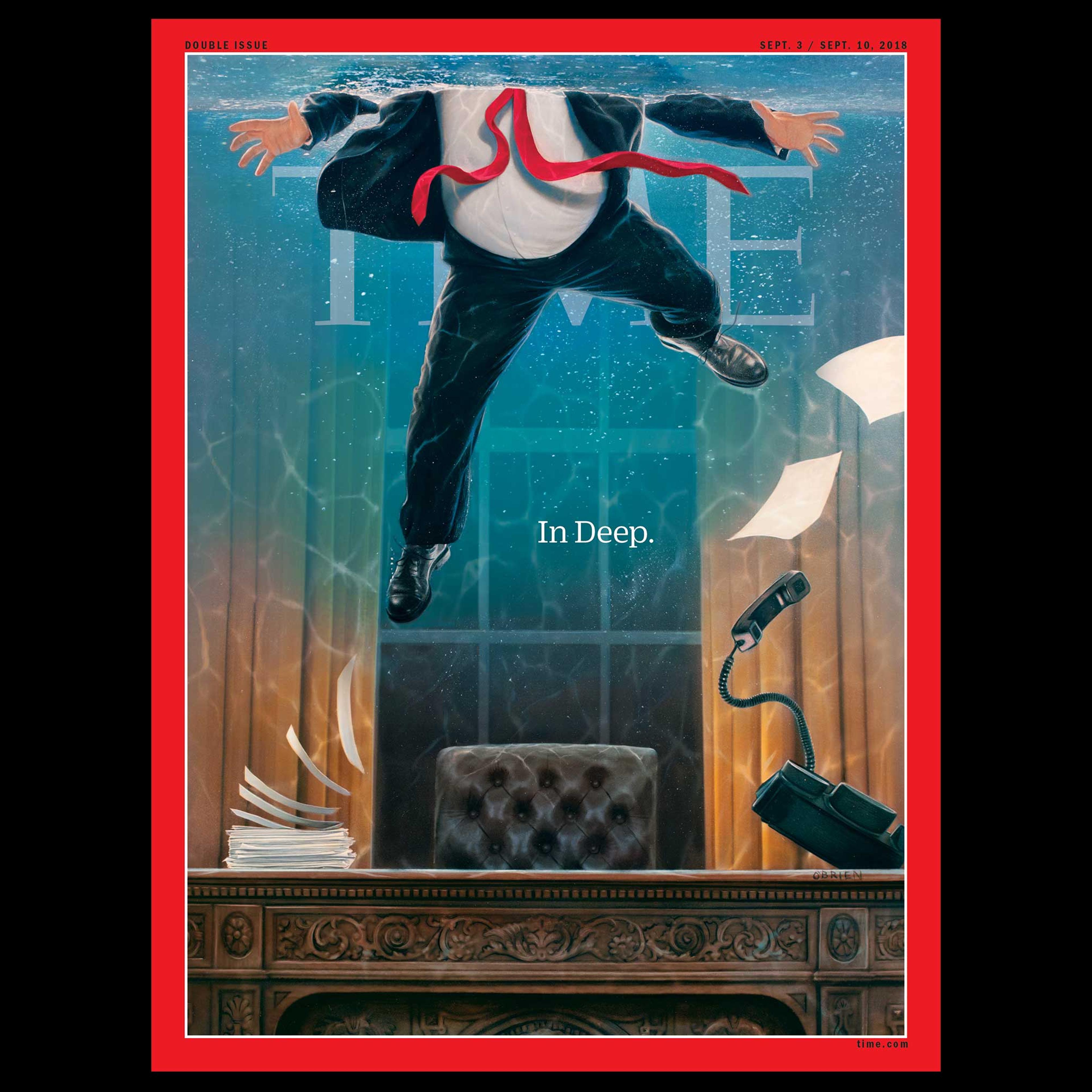 TIME magazine cover In Deep President Trump in Water
