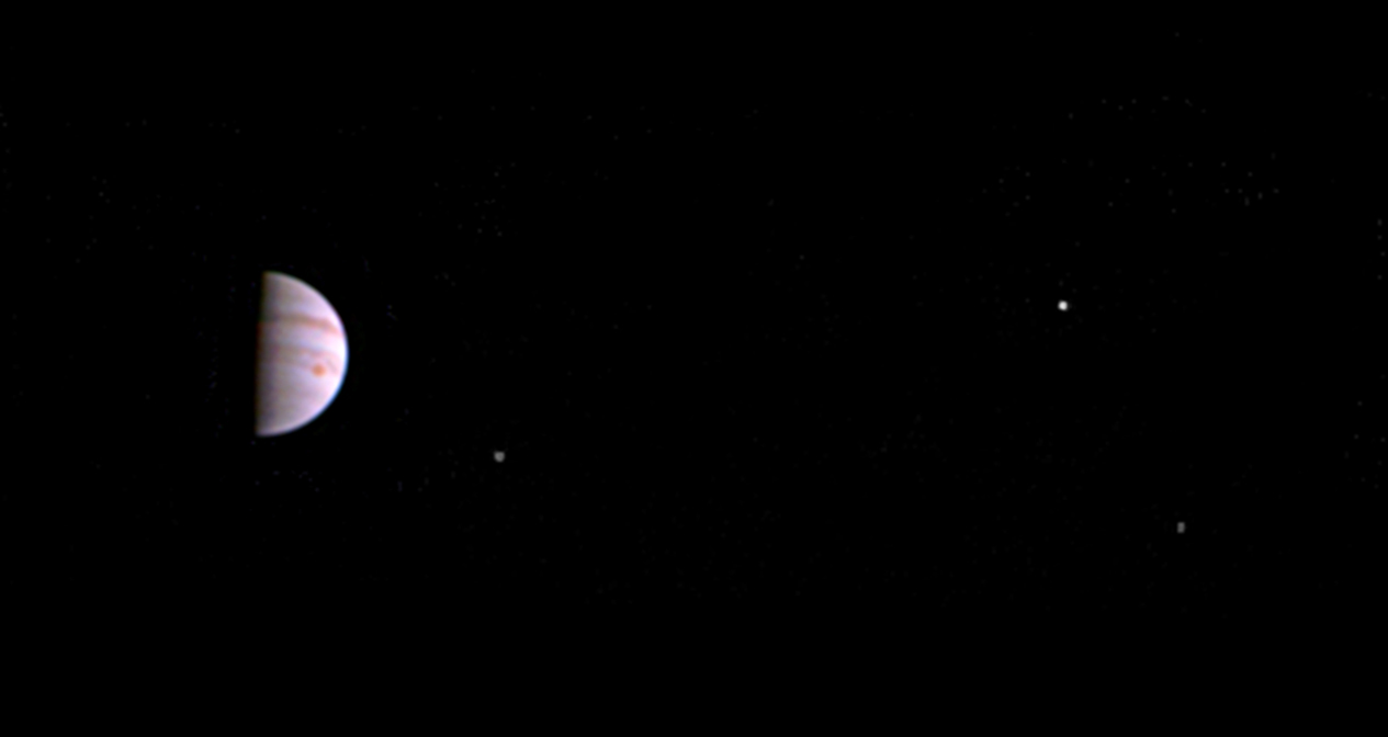 This color view from NASA's Juno spacecraft is made from some of the first images taken by JunoCam after the spacecraft entered orbit around Jupiter on July 5, 2016.