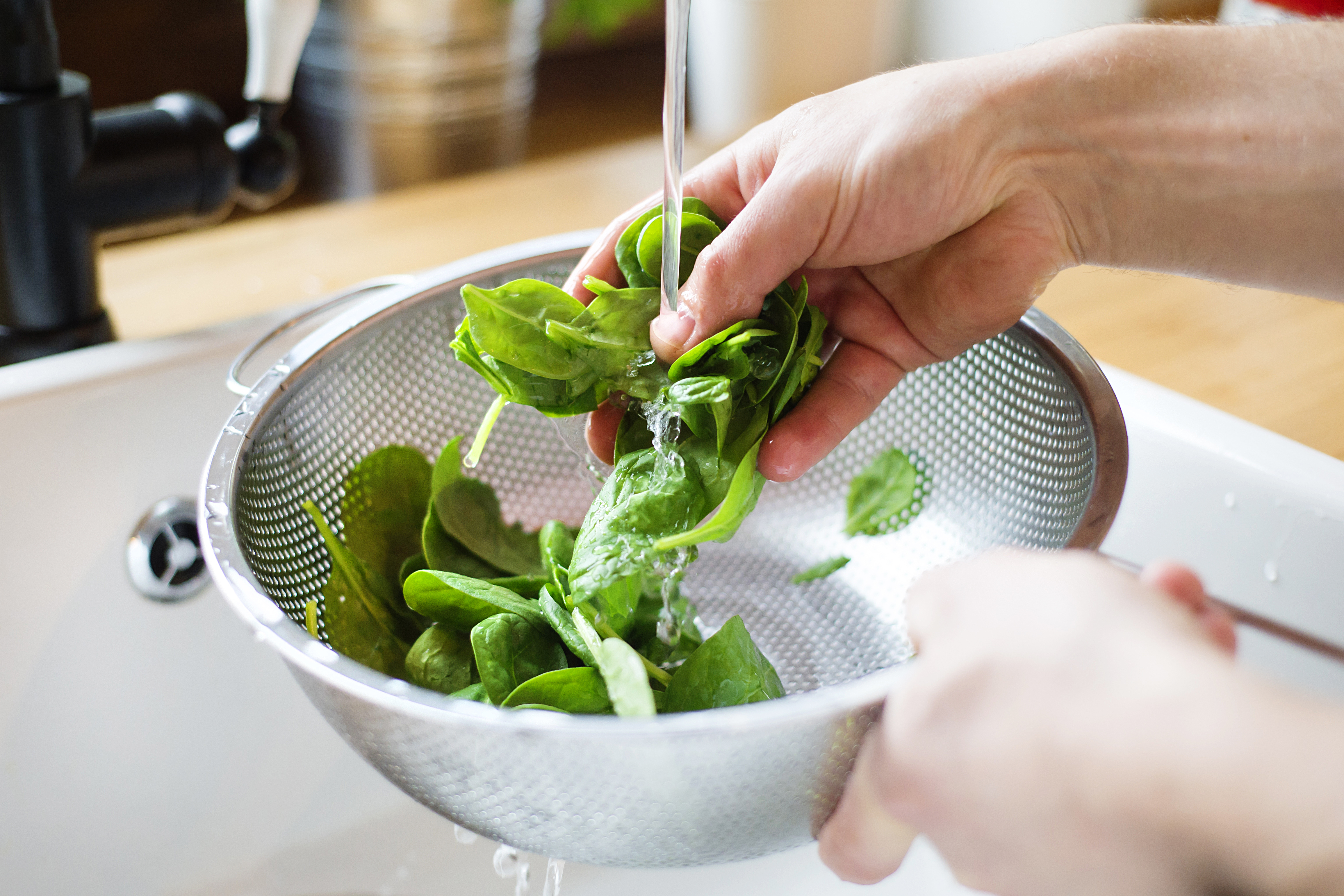 Washing Salad Leaves