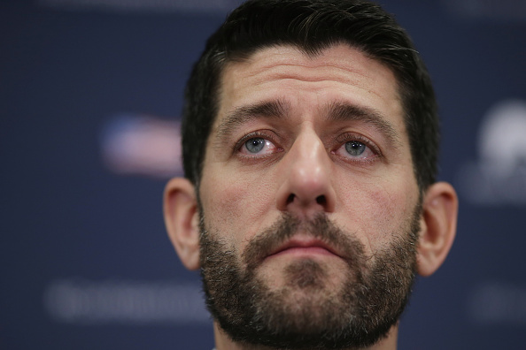 Speaker of the House Paul Ryan talks to reporters following the weekly House GOP Conference meeting at the U.S. Capitol December 16, 2015 in Washington, DC.