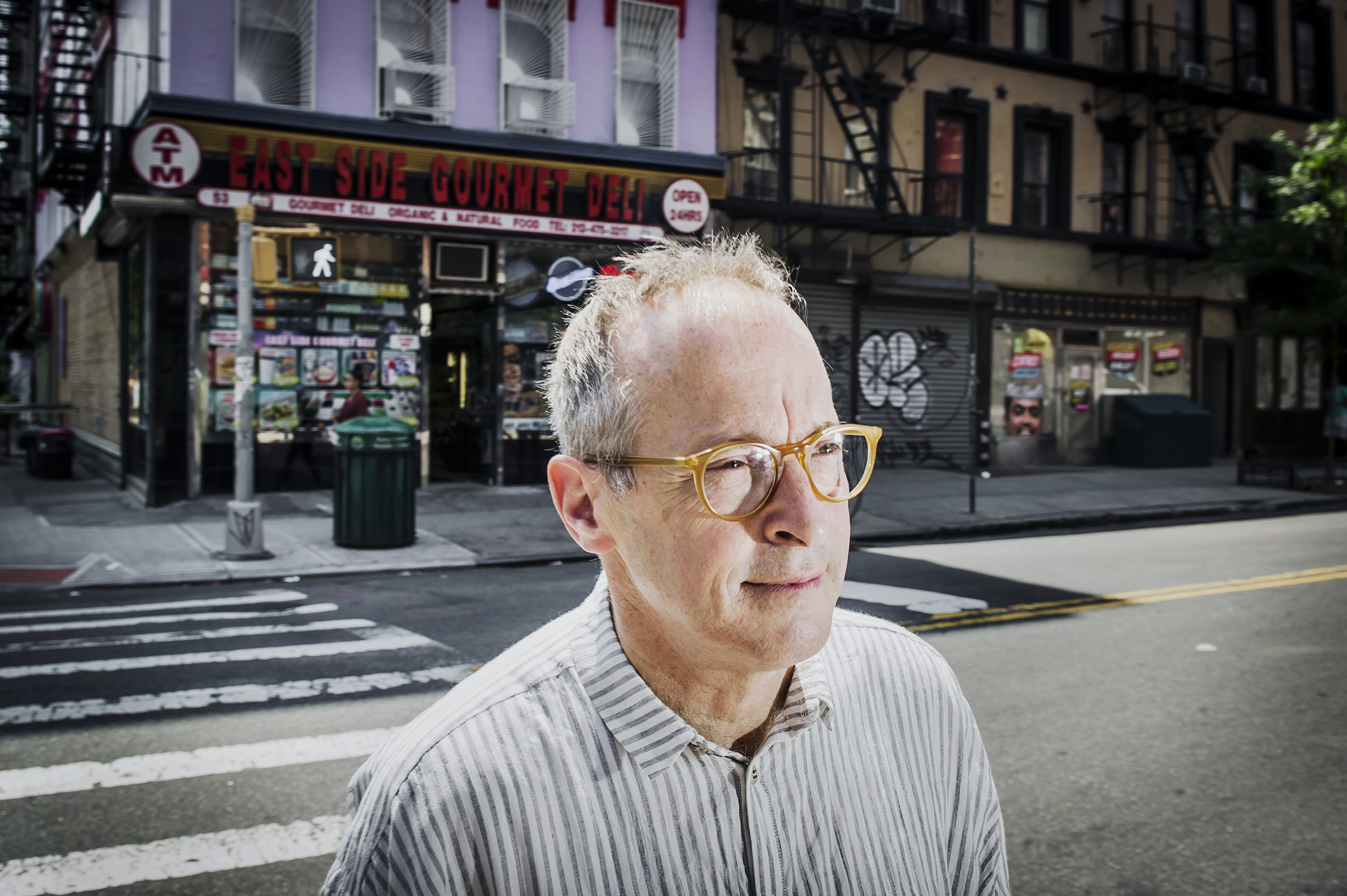 David Sedaris in the East Village of New York City on May 25, 2018.