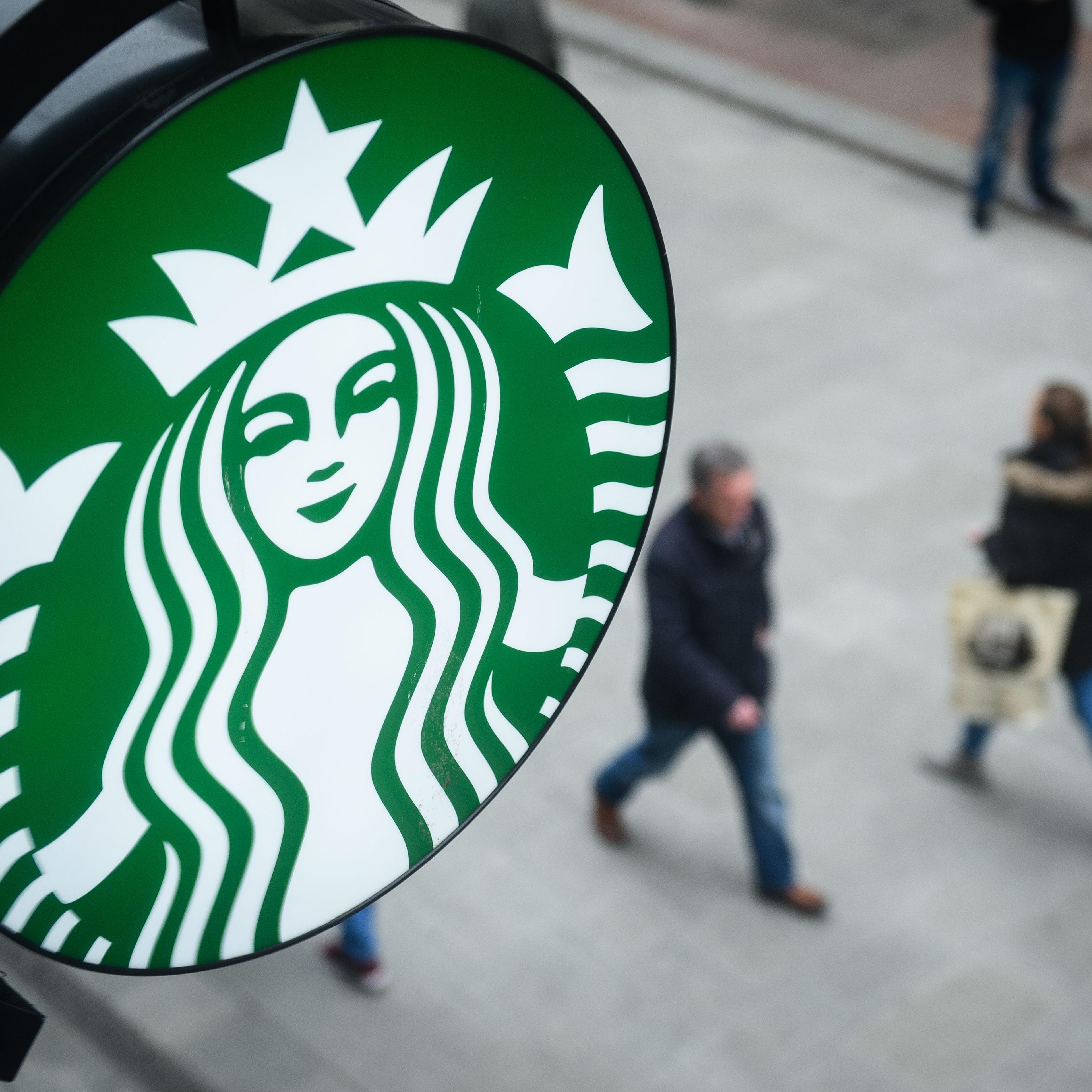 The Starbucks logo is pictured outside a branch of the coffee shop chain in Dublin, Ireland, on February 25, 2016.