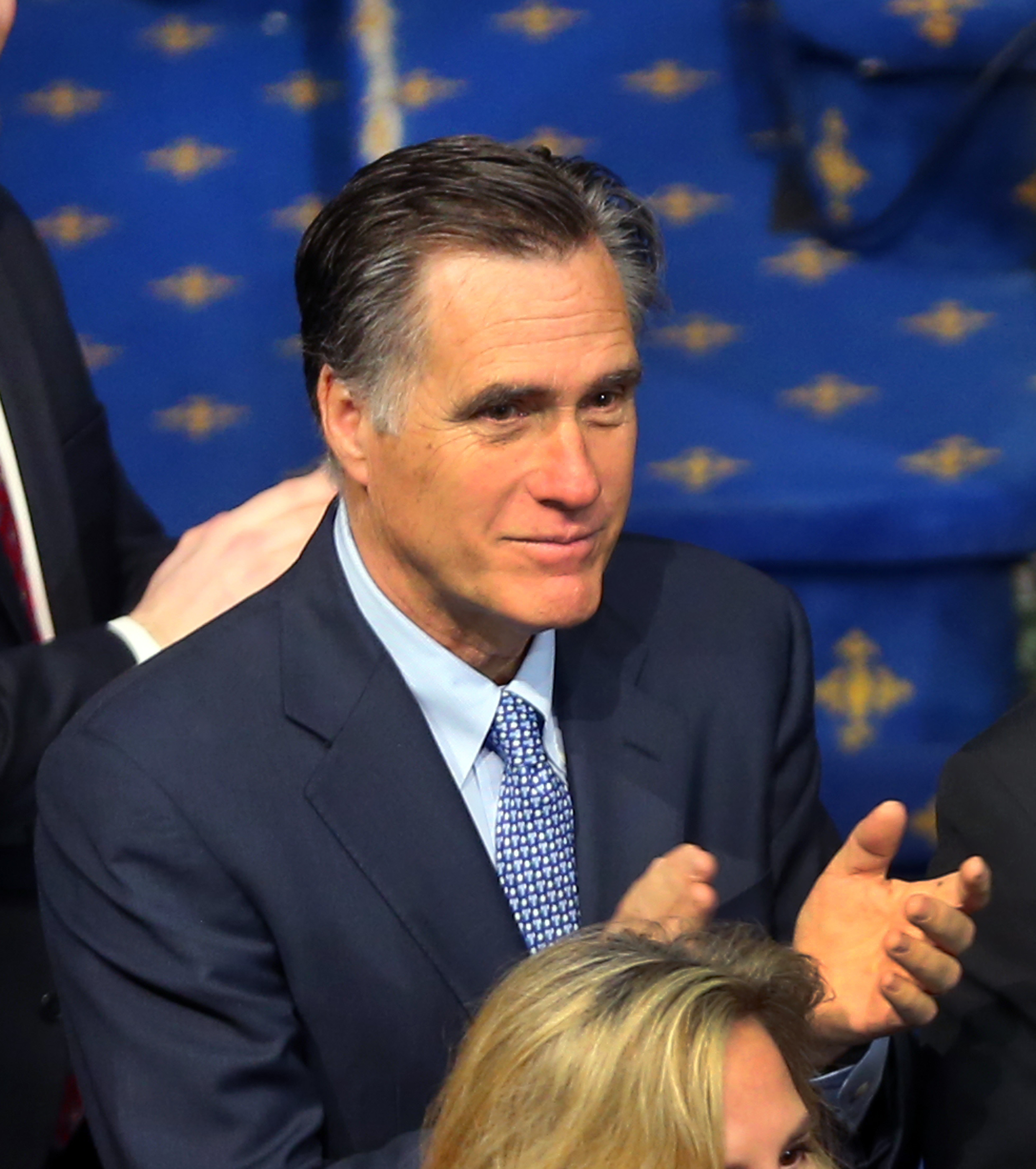 Mitt Romney is seen in attendance as Charlie Baker was sworn in as the governor of Massachusetts at a ceremony inside the House Chamber at the State House on Jan. 8, 2015 in Boston.