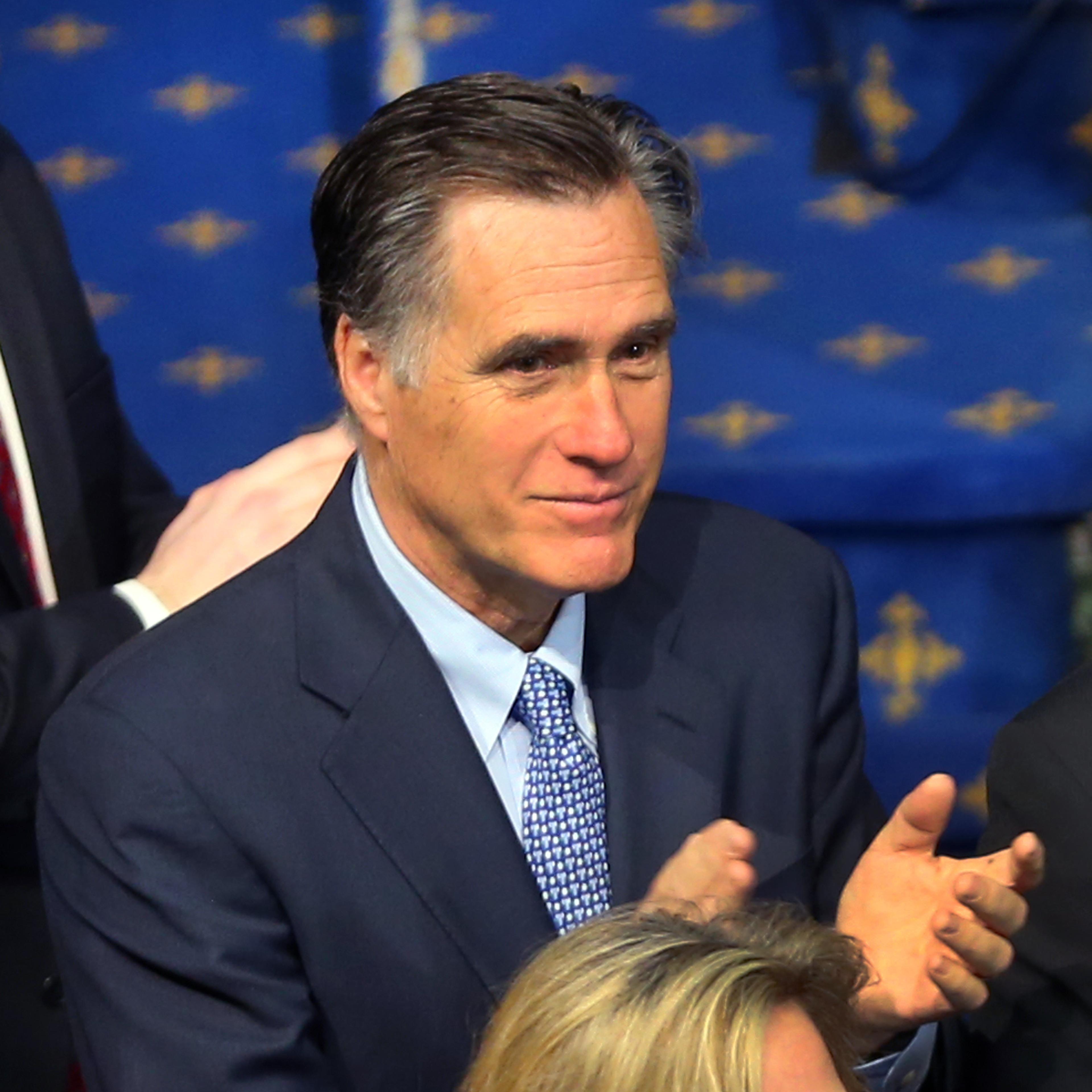 Mitt Romney is seen in attendance as Charlie Baker was sworn in as the governor of Massachusetts at a ceremony inside the House Chamber at the State House on Jan. 8, 2015 in Boston.