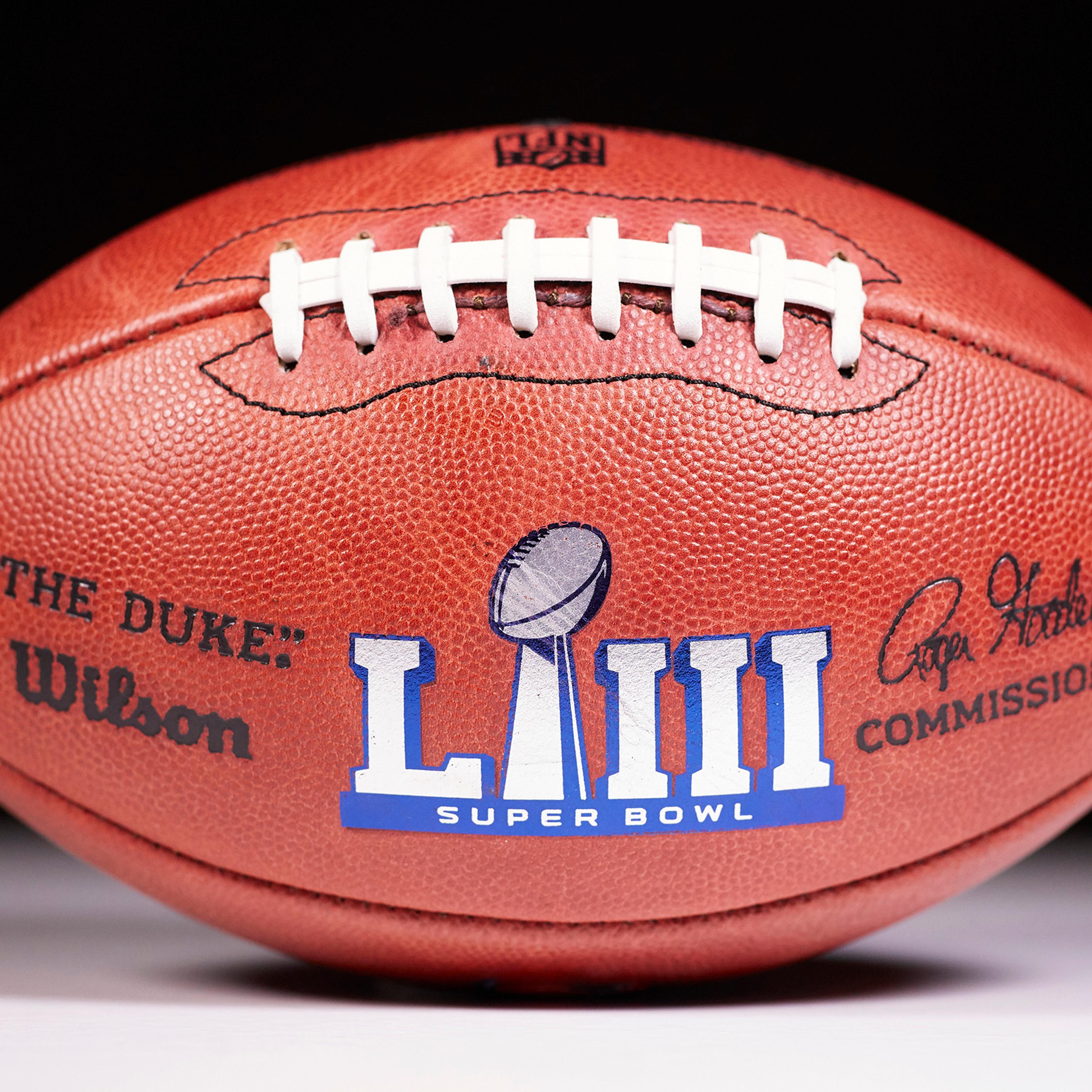 An official ball for the NFL Super Bowl LIII