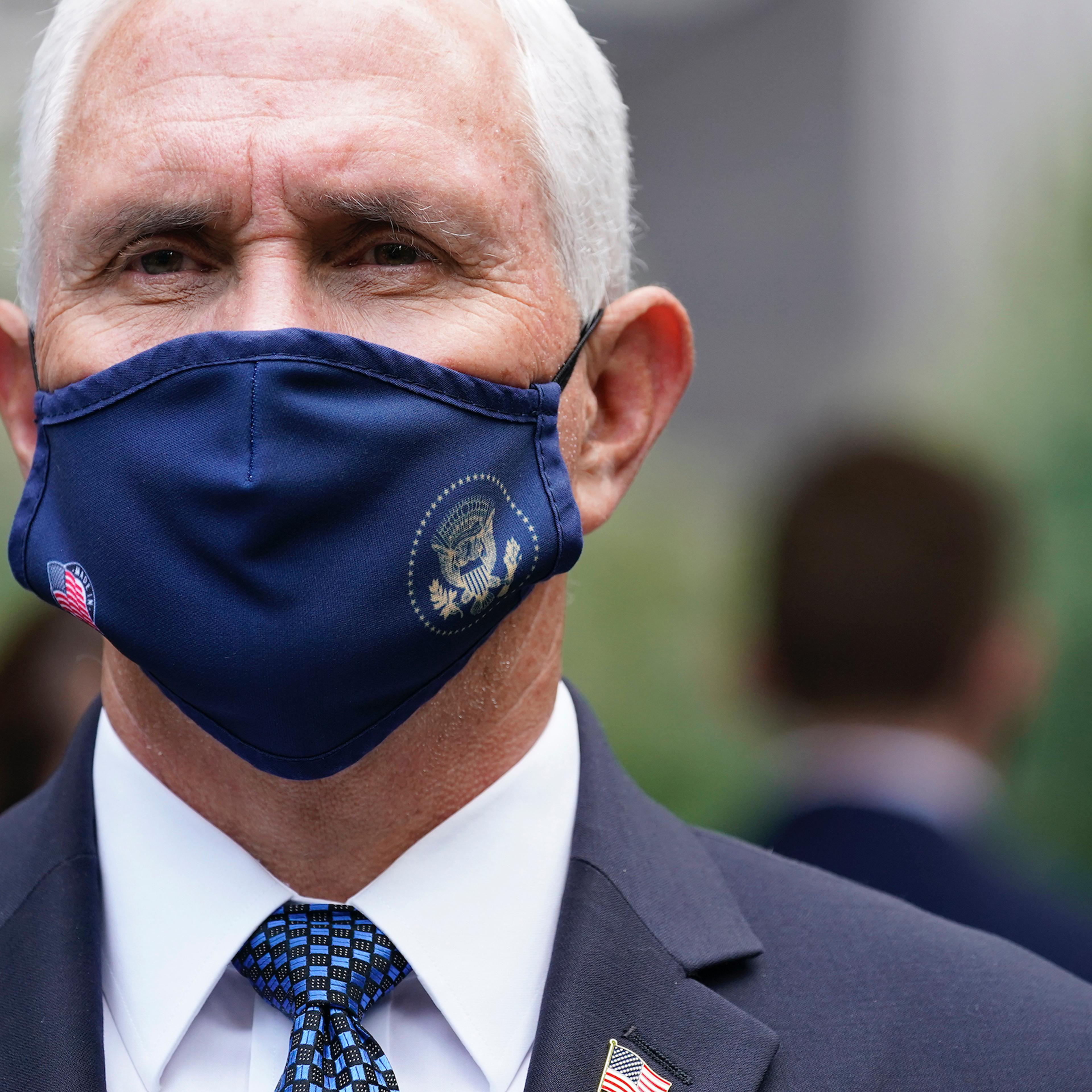 Vice President Mike Pence attends a ceremony Friday, Sept. 11 2020, in New York. The names of nearly 3,000 victims of the Sept. 11, 2001 terror attacks are being read by family members.