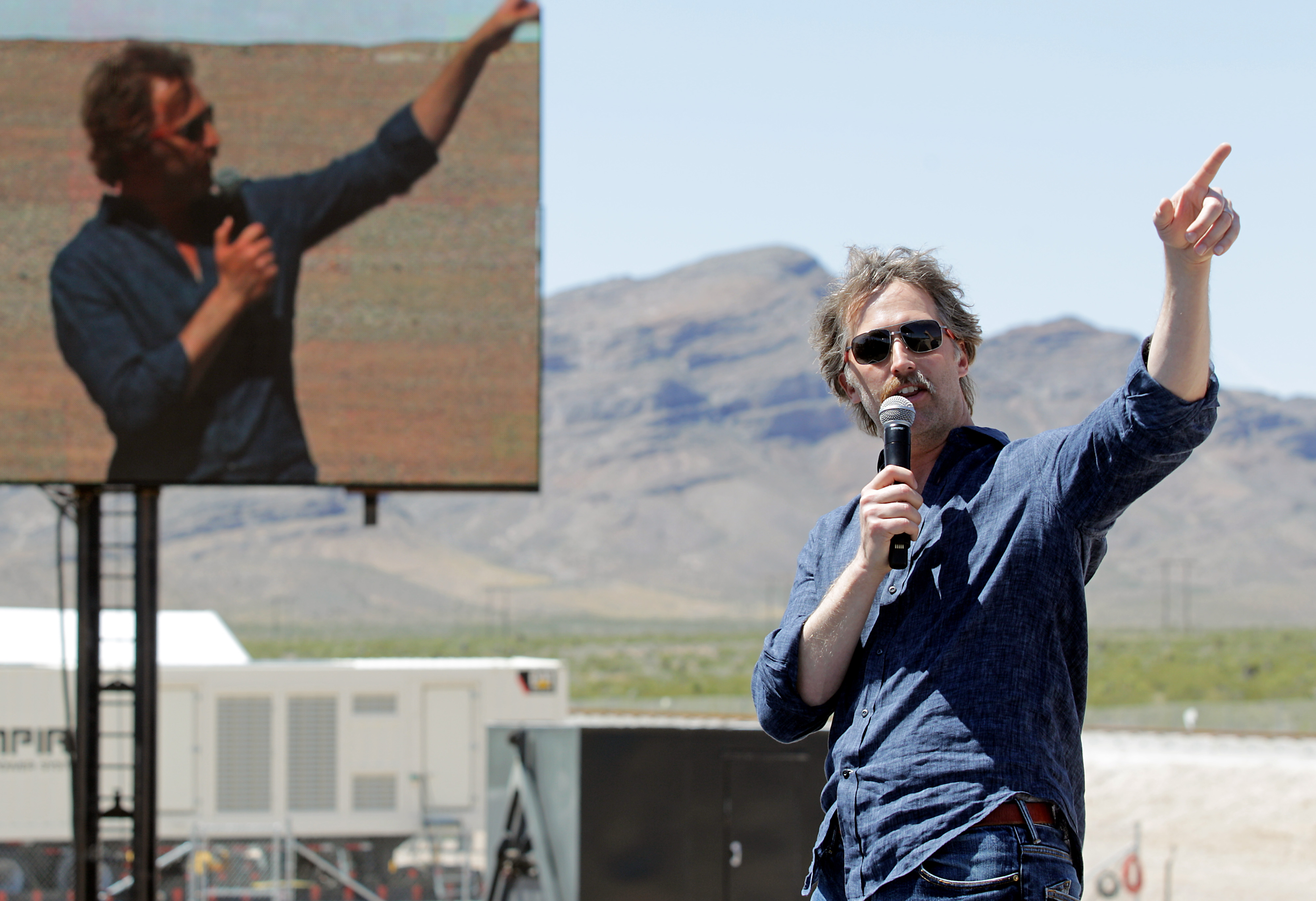 Hyperloop One Co-Founder & Chief Technology Officer Brogan BamBrogan speaks during the first test of the propulsion system at the Hyperloop One Test and Safety site on May 11, 2016 in Las Vegas, Nevada.