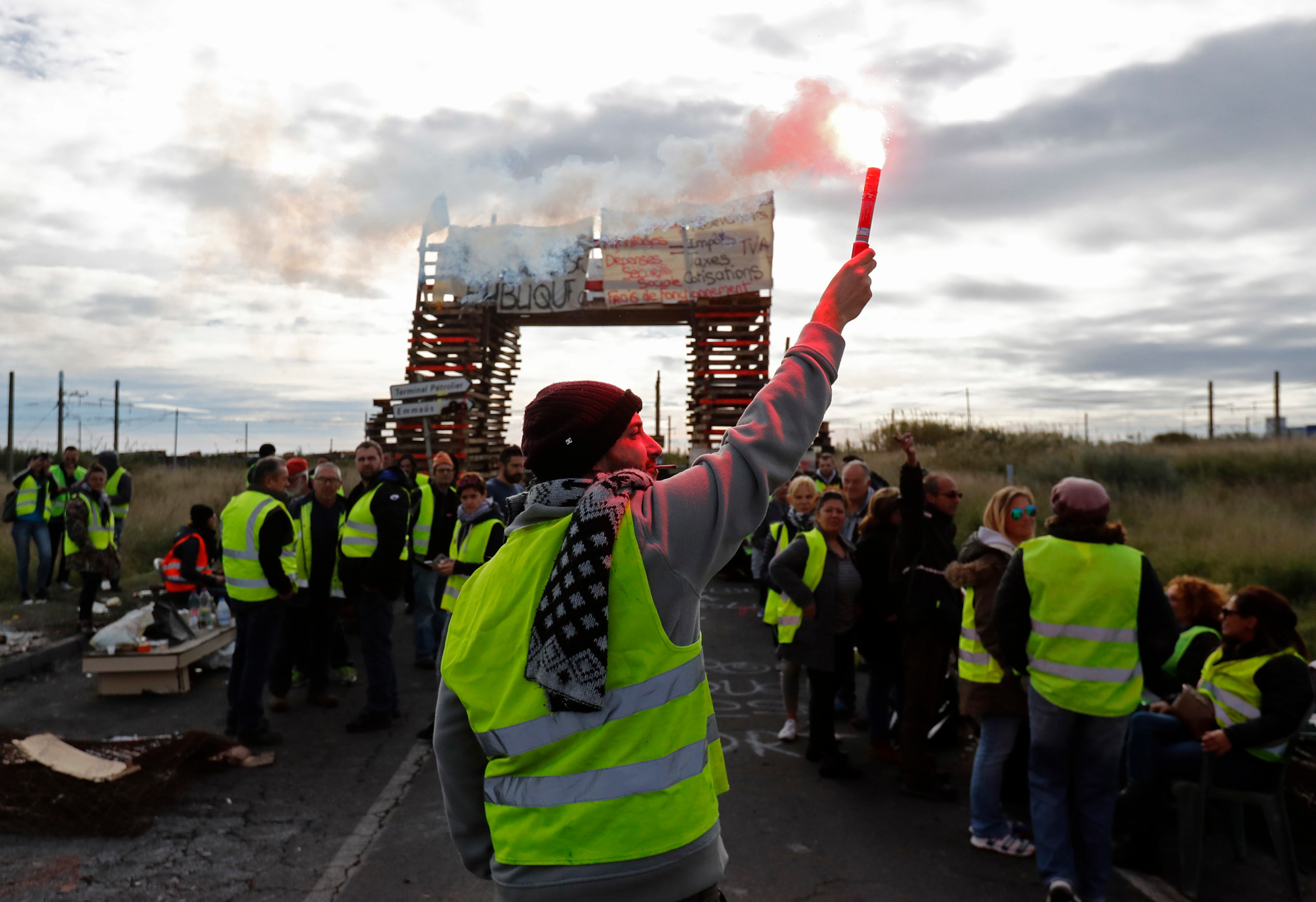 Yellow vests protest against fuel prices, Frontignan, France - 03 Dec 2018