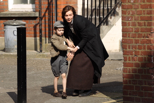 Actress Carey Mulligan sighted during filming 'Suffragette' in London, England on March 14, 2014.