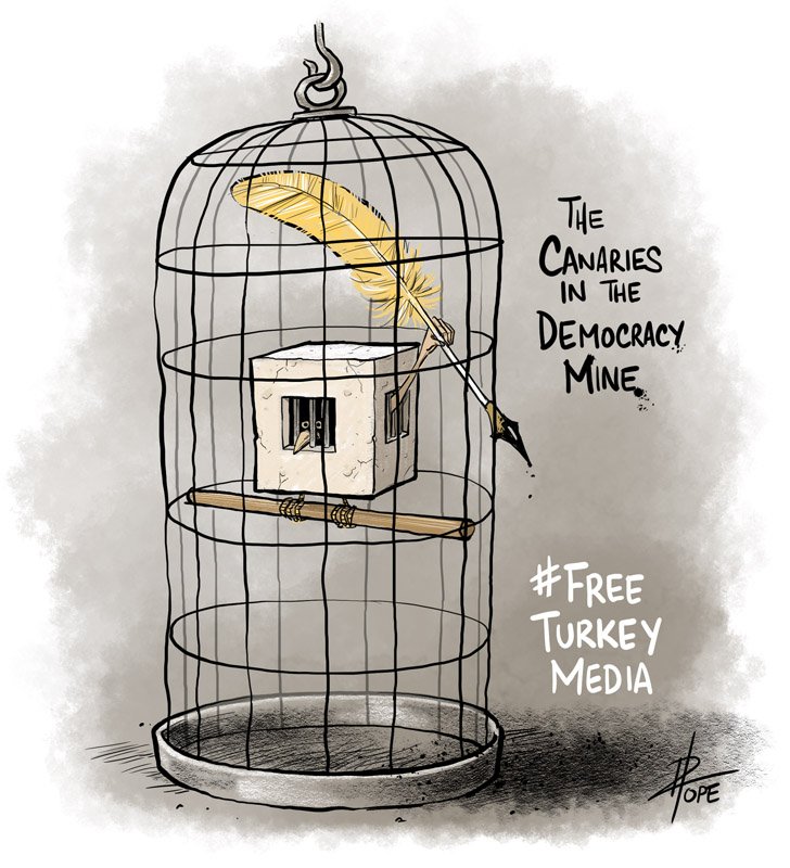 A cartoon for Amnesty International's FreeTurkeyMedia campaign by Dave Pope
