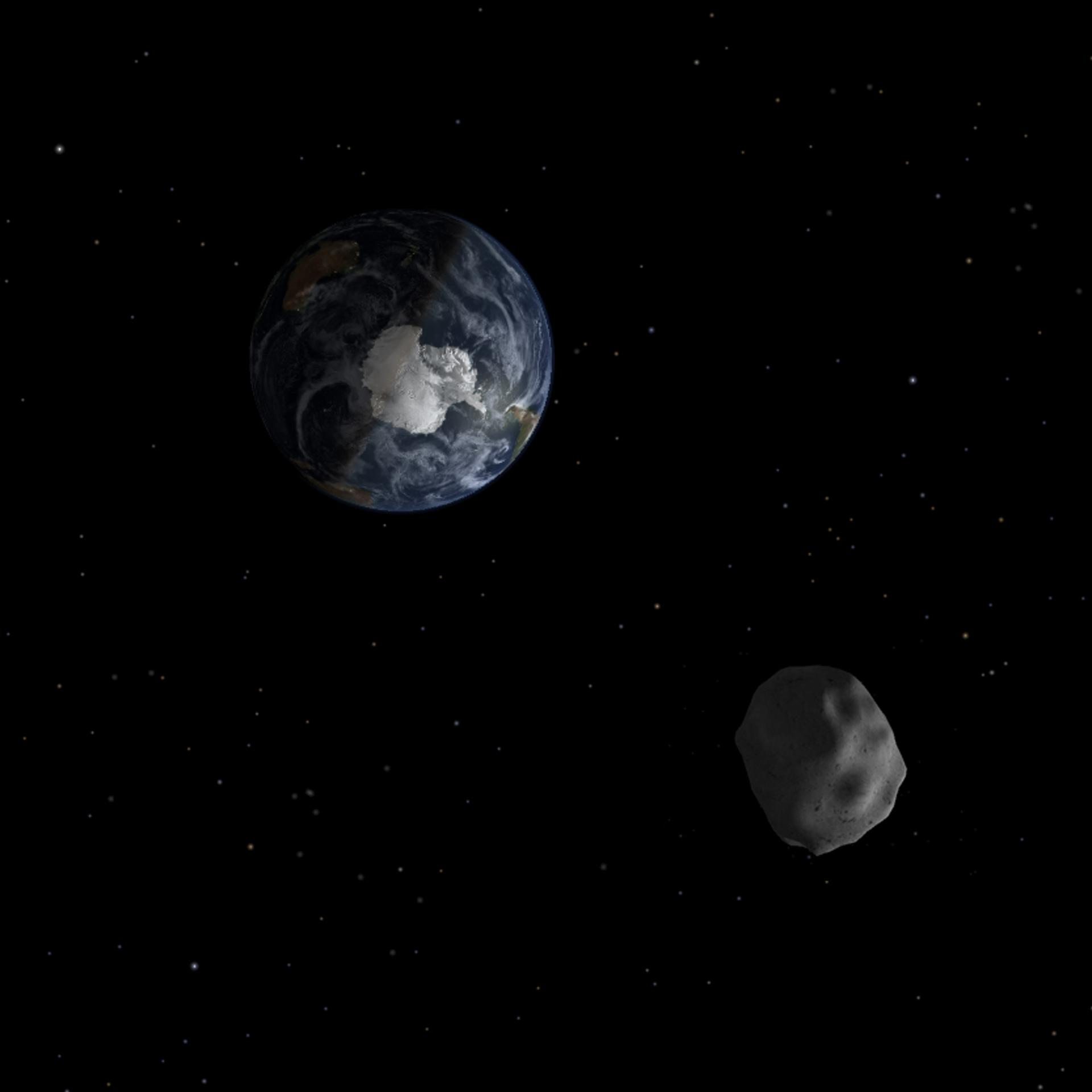 Diagram depicting the passage of asteroid 2012 DA14 through the Earth-moon system on Feb. 15, 2013.