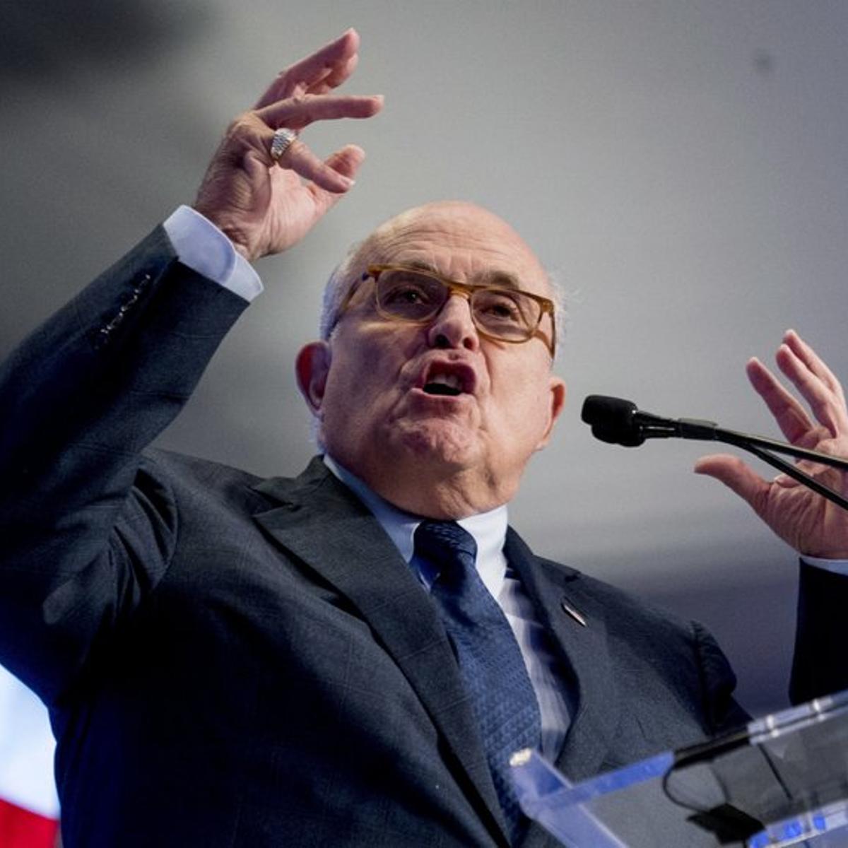 In this May 5, 2018, file photo, Rudy Giuliani, an attorney for President Donald Trump, speaks in Washington.