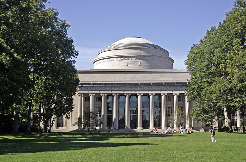 Students on campus at MIT Cambridge MA