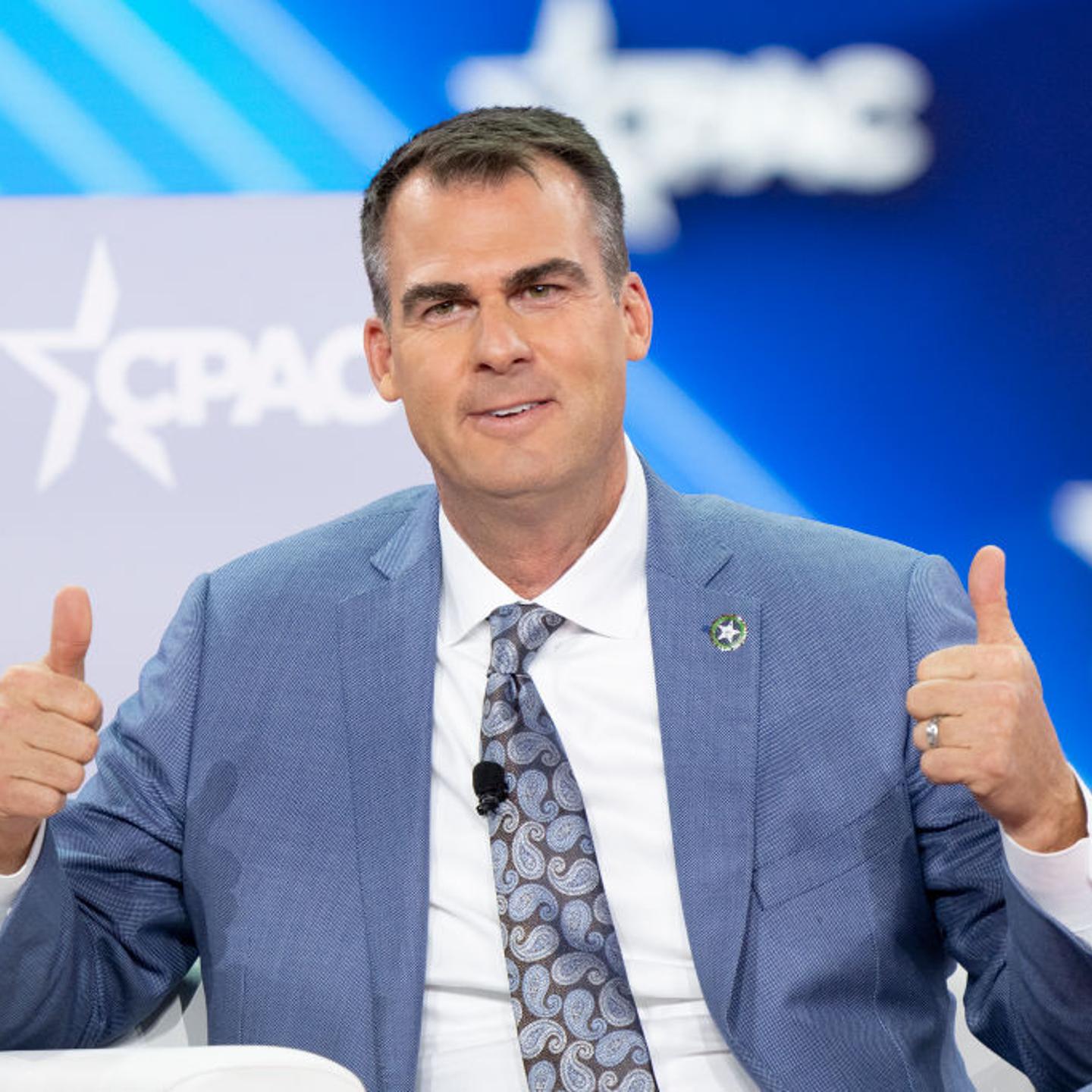 Governor of Oklahoma Kevin Stitt speaks during CPAC (