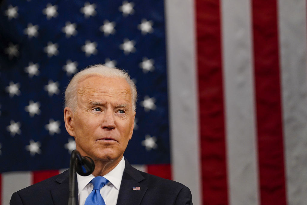 U.S. President Joe Biden speaks during a joint session of Congress at the U.S. Capitol in Washington, D.C., U.S., on Wednesday, April 28, 2021.