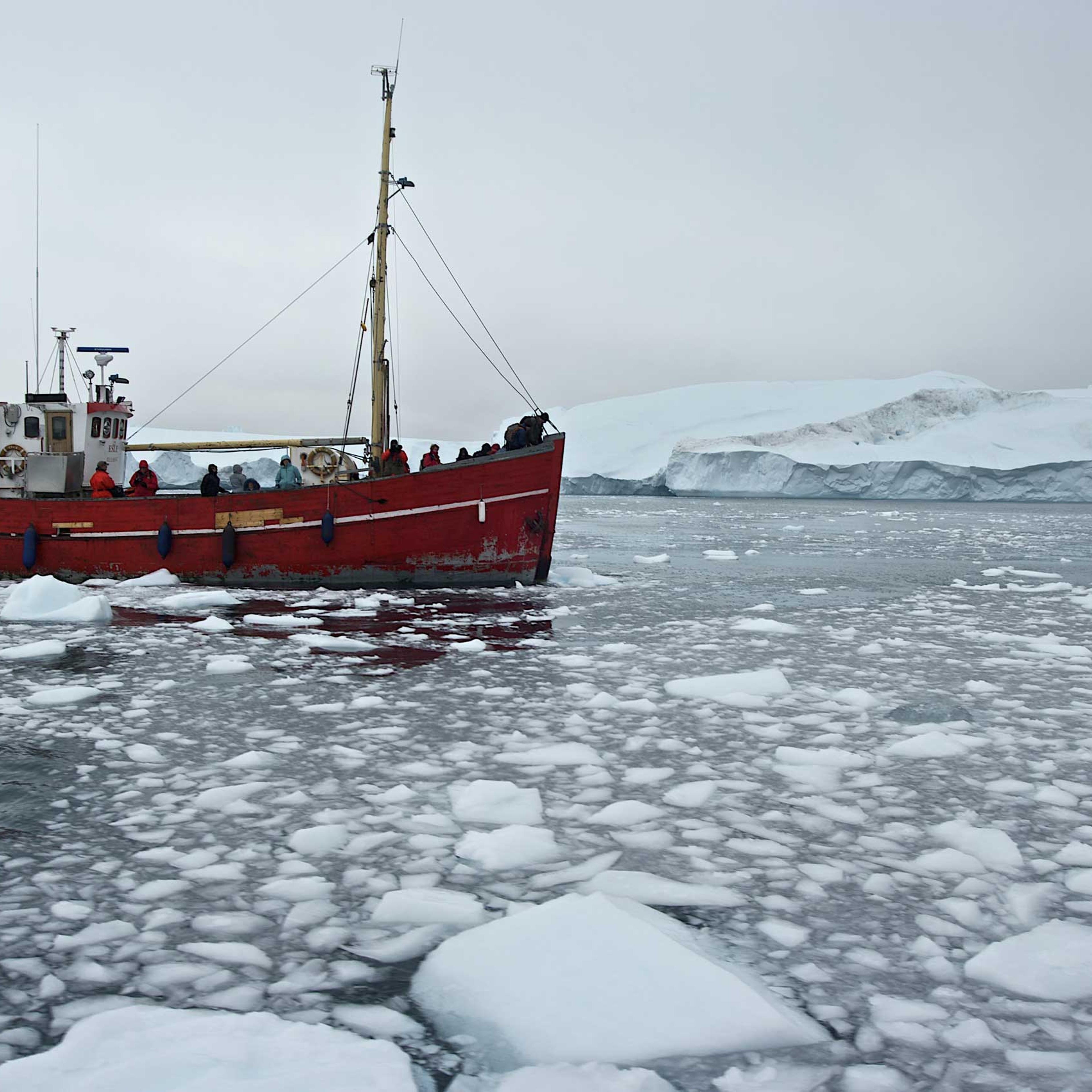 Ship among icebergs