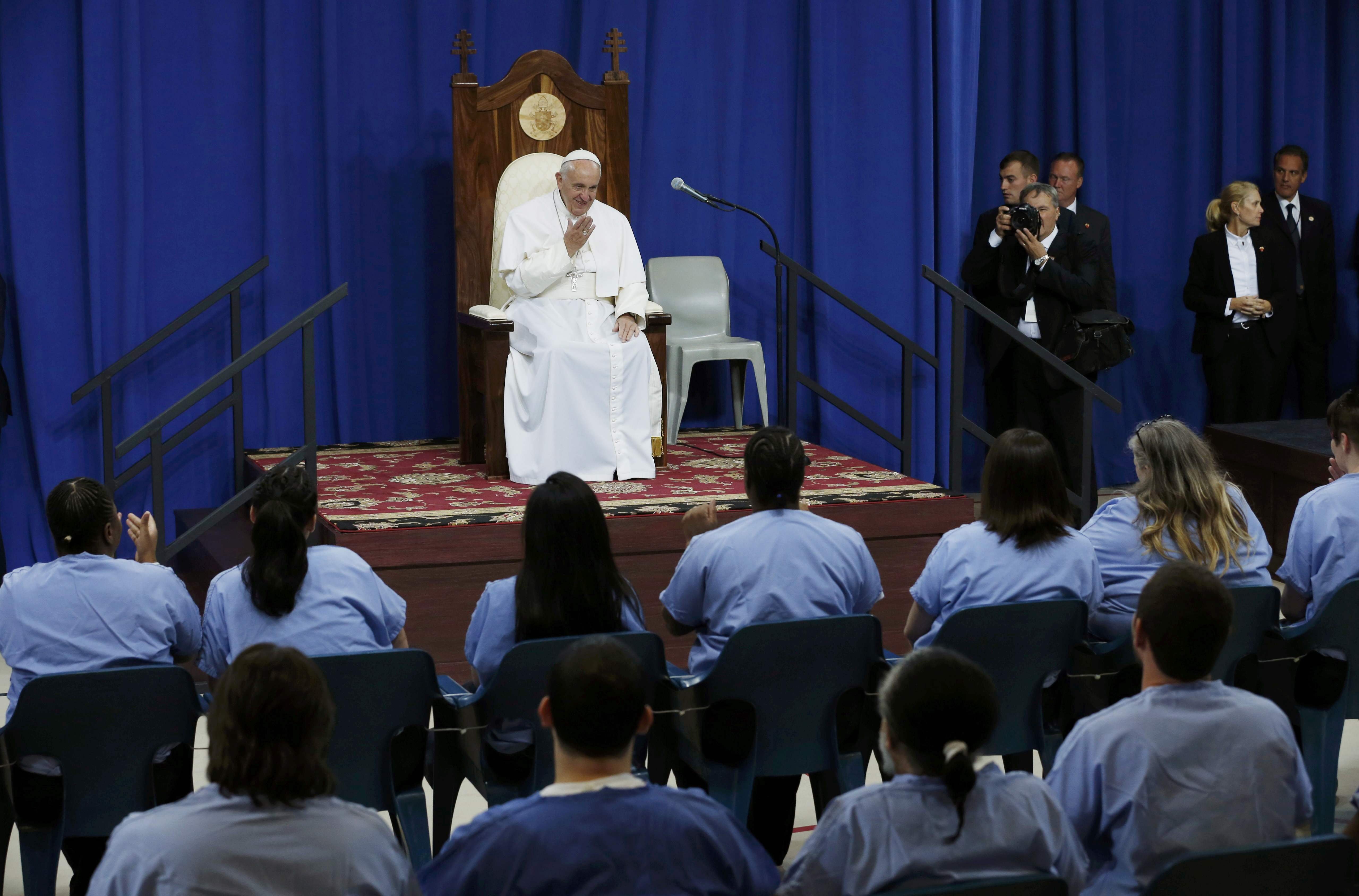 Pope Francis meets with inmates at Curran-Fromhold Correctional Facility in Philadelphia
