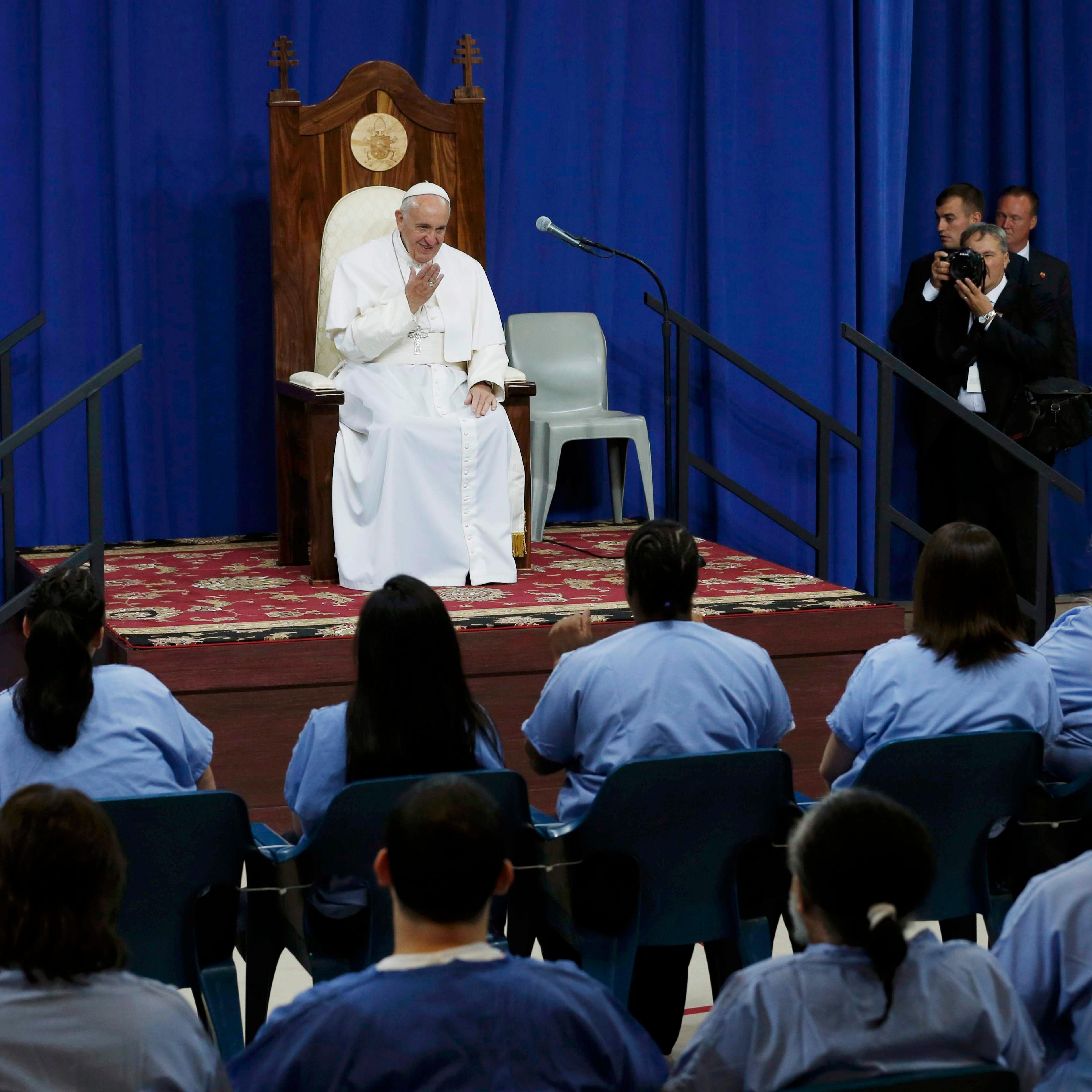 Pope Francis meets with inmates at Curran-Fromhold Correctional Facility in Philadelphia