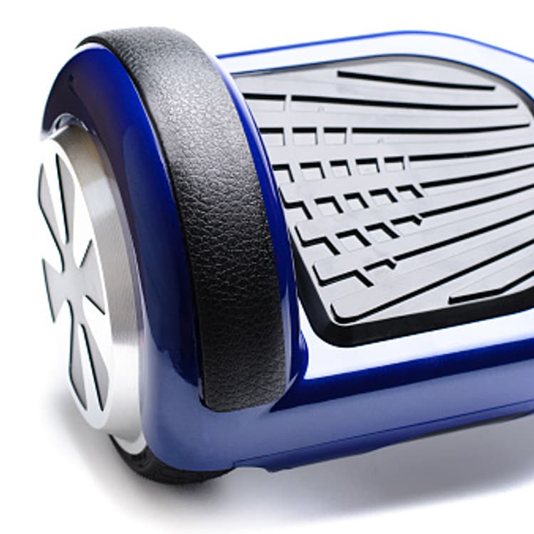 Close-up of dual wheel self-balancing scooter