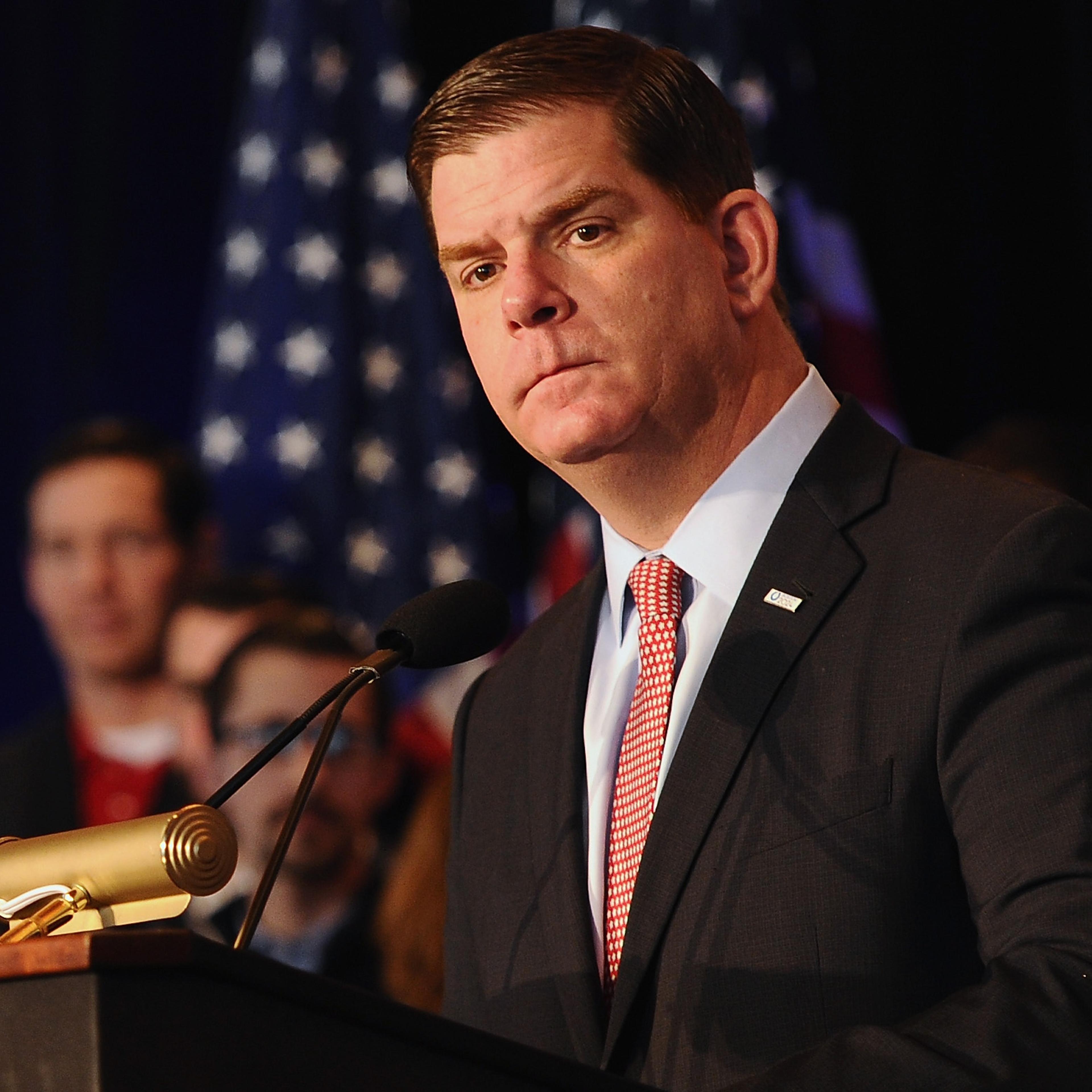 Boston Mayor Martin J. Walsh addresses the media during a press conference to announce Boston as the U.S. applicant city to host the 2024 Olympic and Paralympic Games at the Boston Convention and Exhibition Center on Jan. 9, 2015 in Boston