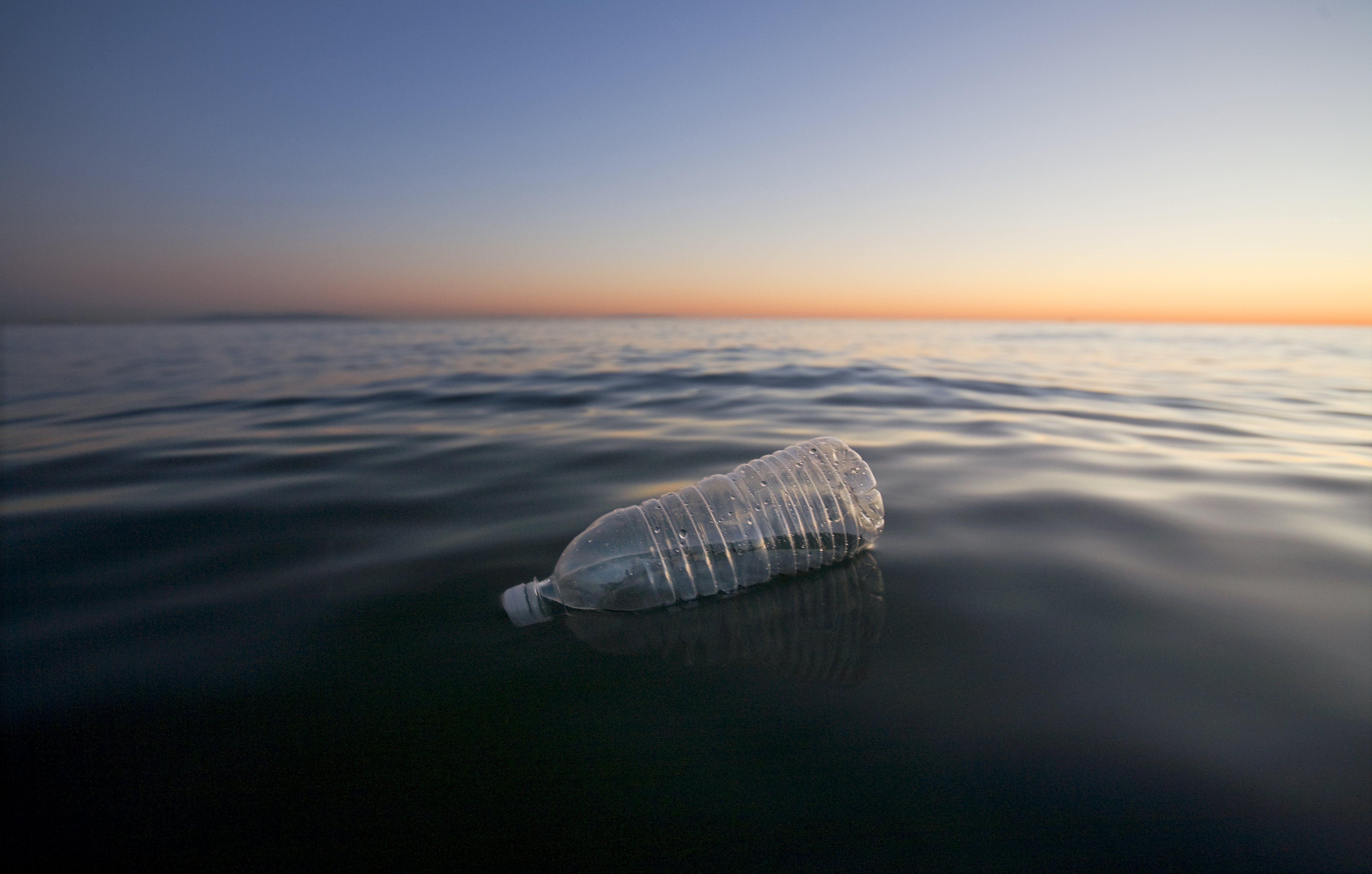 Plastic Water Bottle Floating in Pacific Ocean, Santa Monica, California, USA