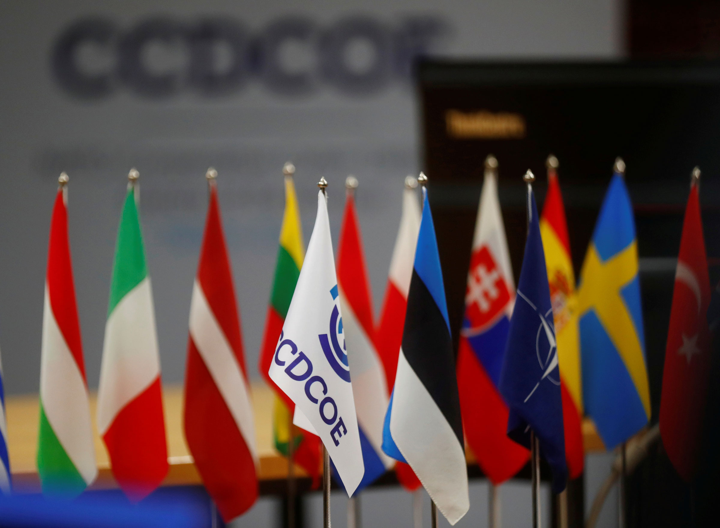 NATO Cooperative Cyber Defence Centre of Excellence, Estonian and NATO flags