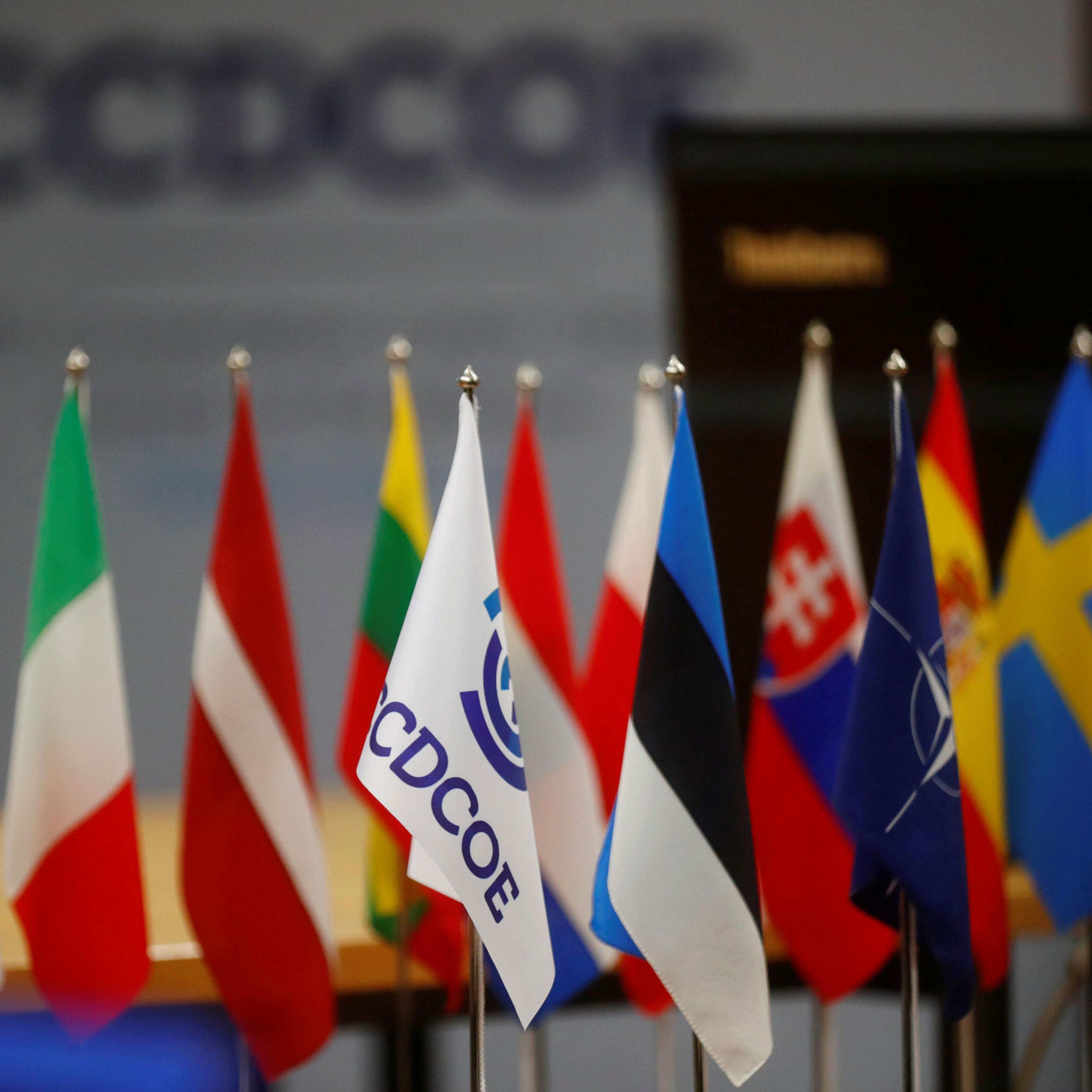 NATO Cooperative Cyber Defence Centre of Excellence, Estonian and NATO flags