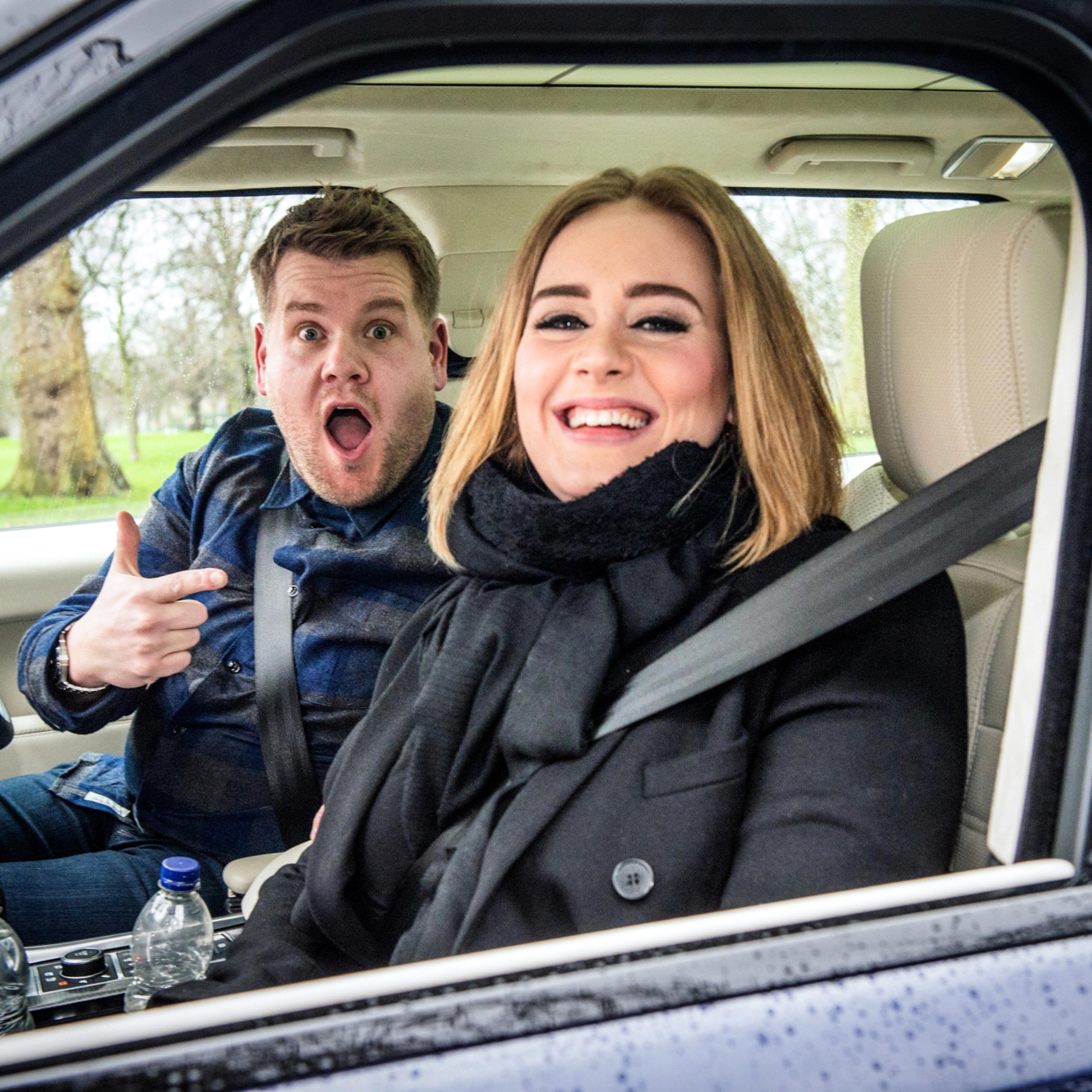 Adele joins James Corden for Carpool Karaoke on "The Late Late Show with James Corden," on Jan. 13th, 2016.