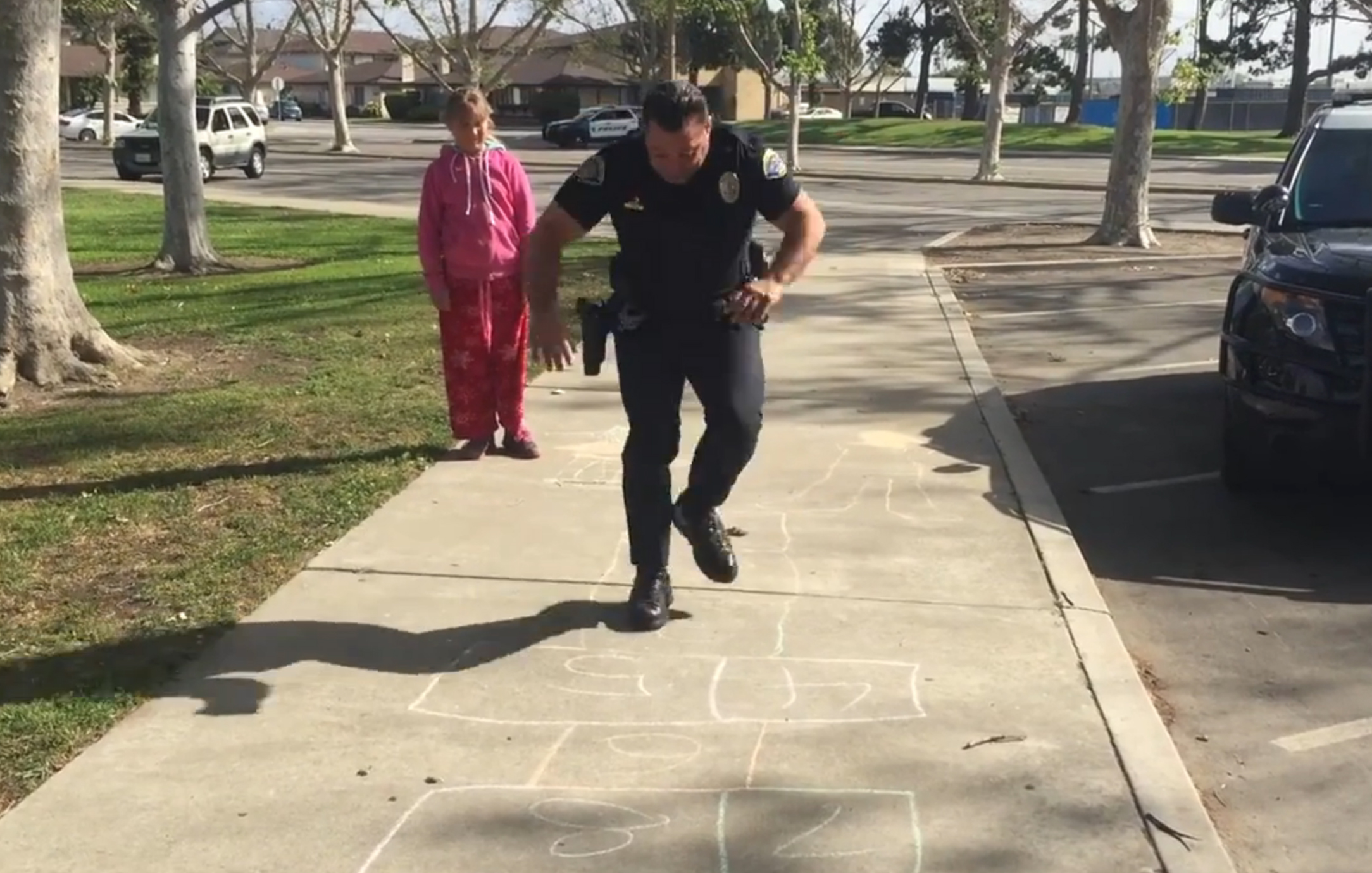 Police Hopscotch homeless girl