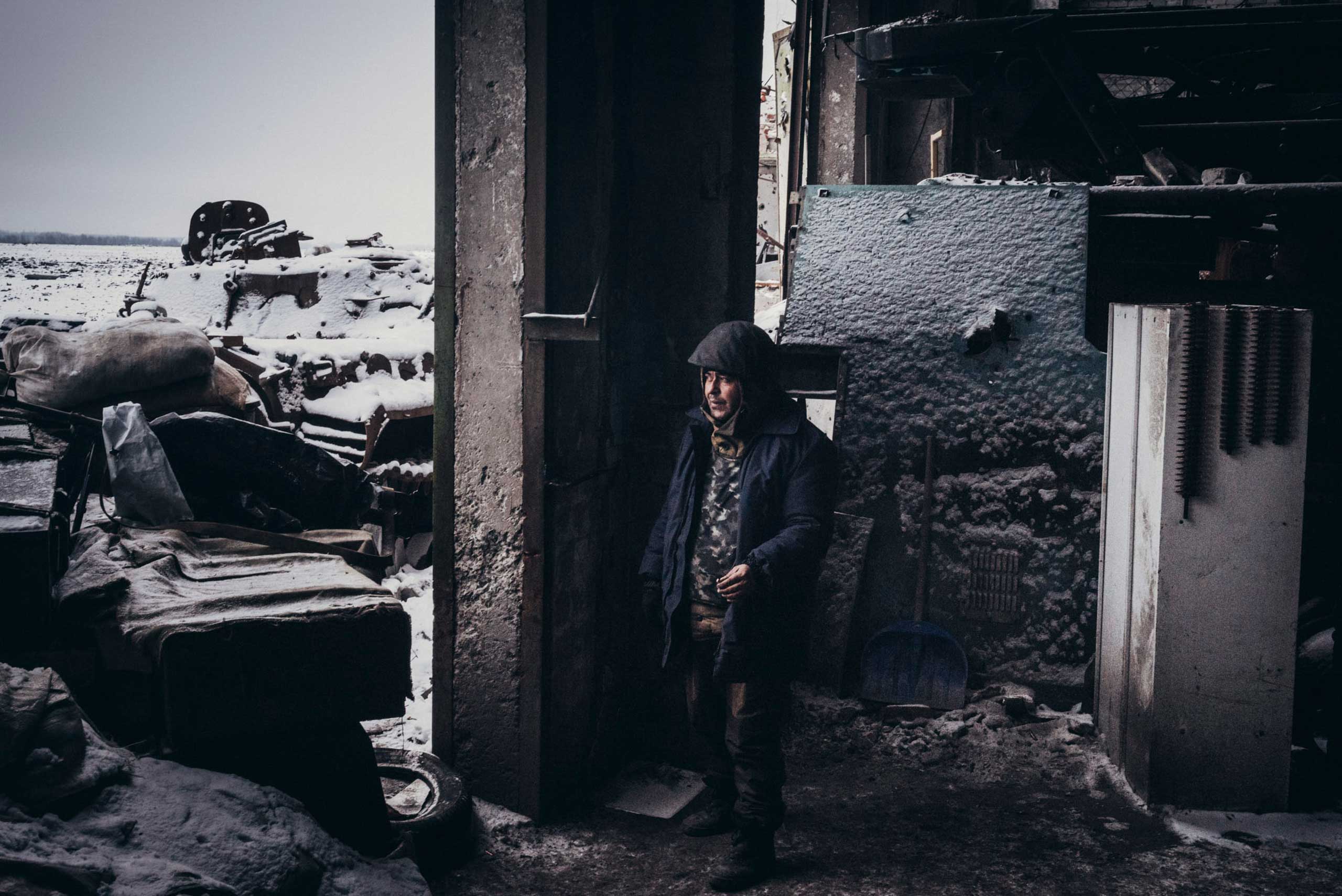 The Globe and Mail: Pro-Russian fighters in the ruins of Donetsk airport Pro-Russian separatist fighter seen at his position in Donetsk airport, Ukraine, Feb. 10, 2015.