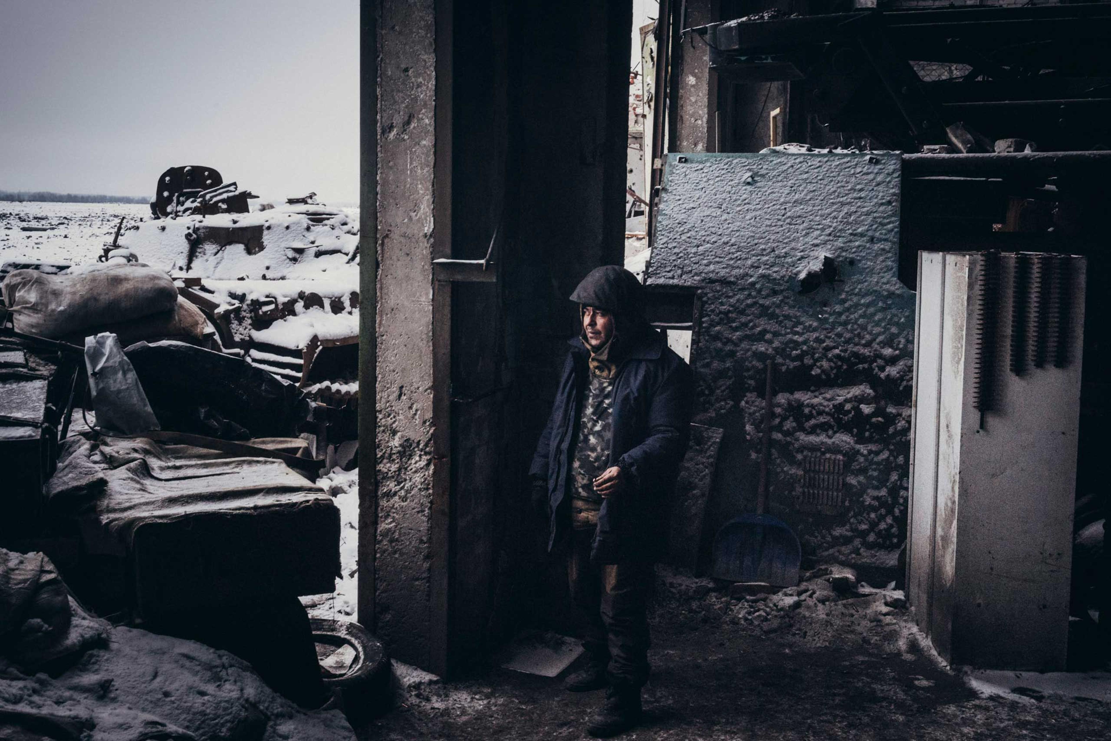 The Globe and Mail: Pro-Russian fighters in the ruins of Donetsk airport Pro-Russian separatist fighter seen at his position in Donetsk airport, Ukraine, Feb. 10, 2015.