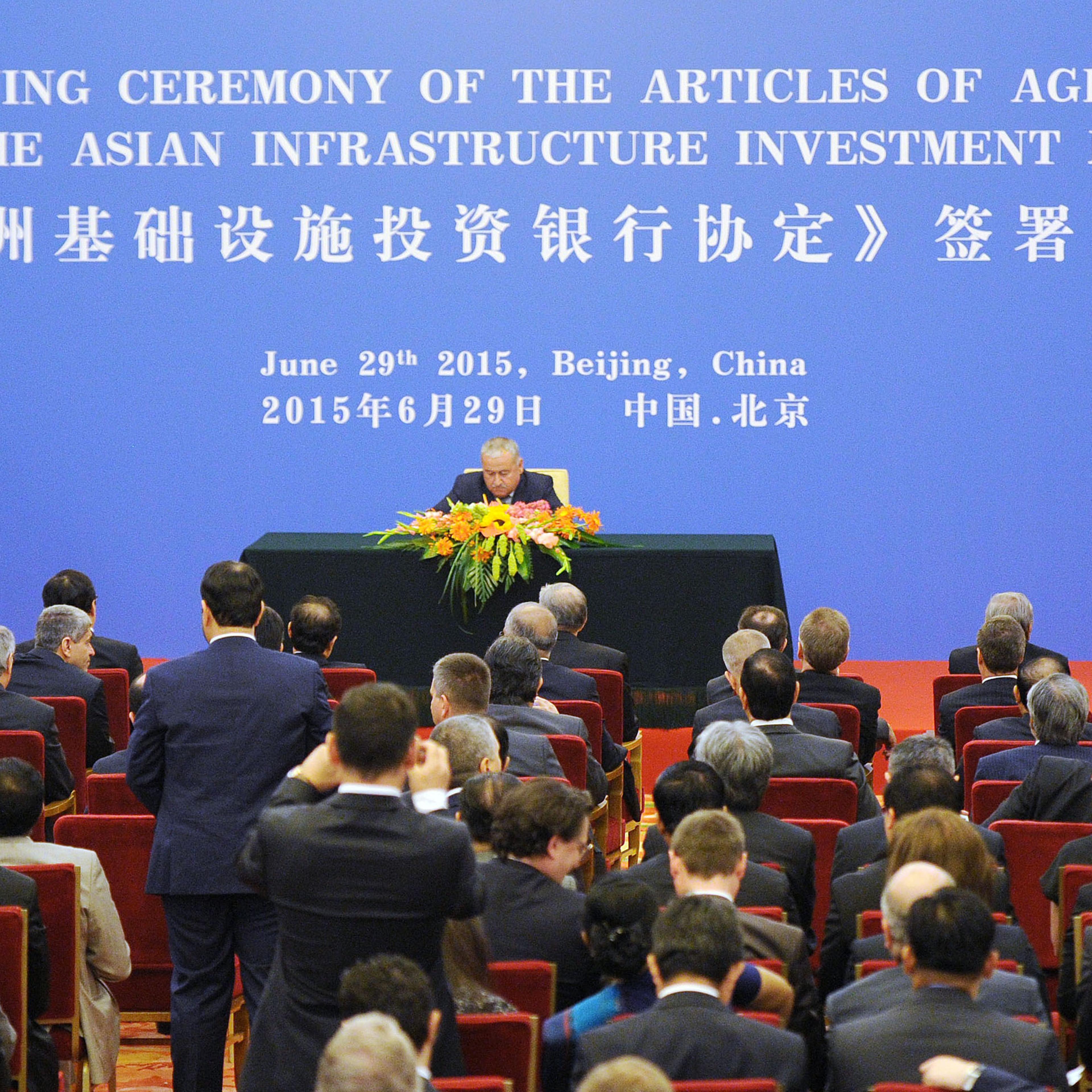 China-led AIIB members ink accord for its inception by year's end