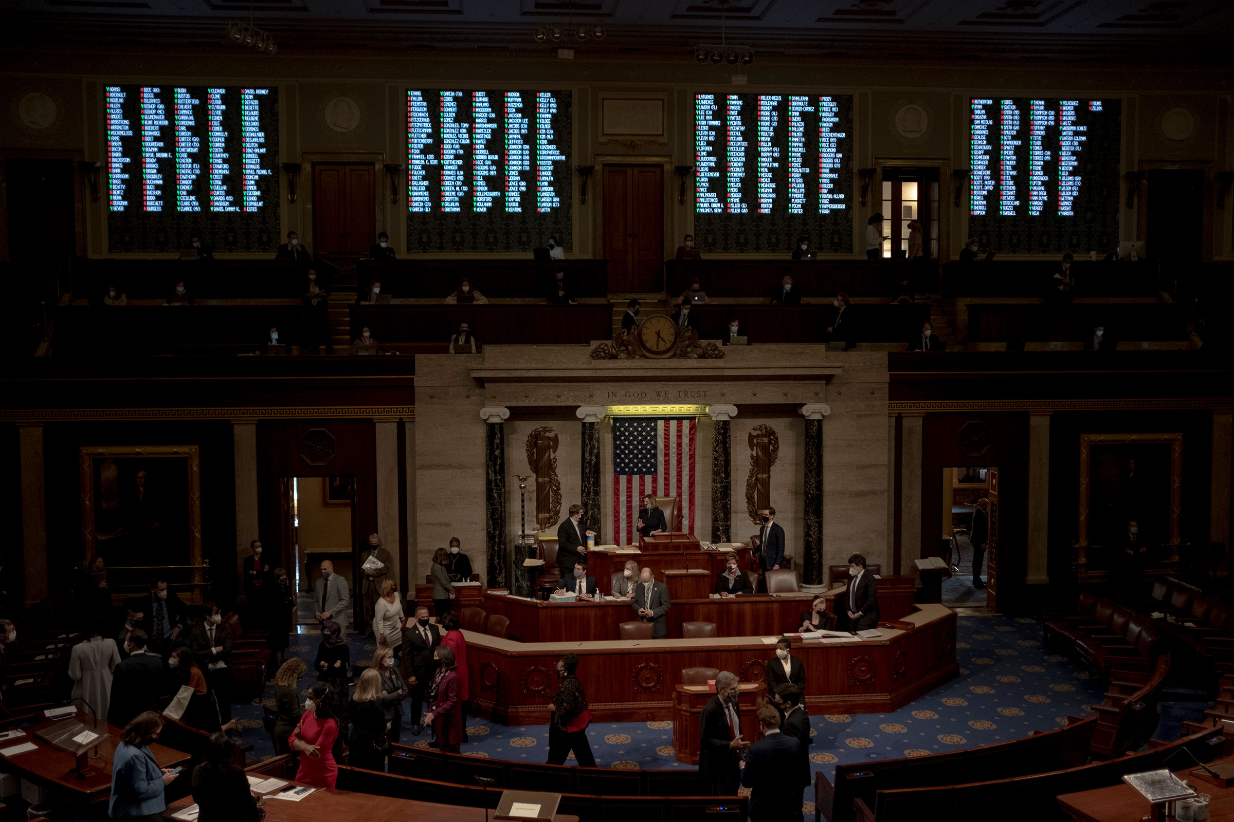 Speaker Nancy Pelosi presides over the vote on the impeachment article against President Donald Trump at the Capitol in Washington, on Jan.13, 2020.