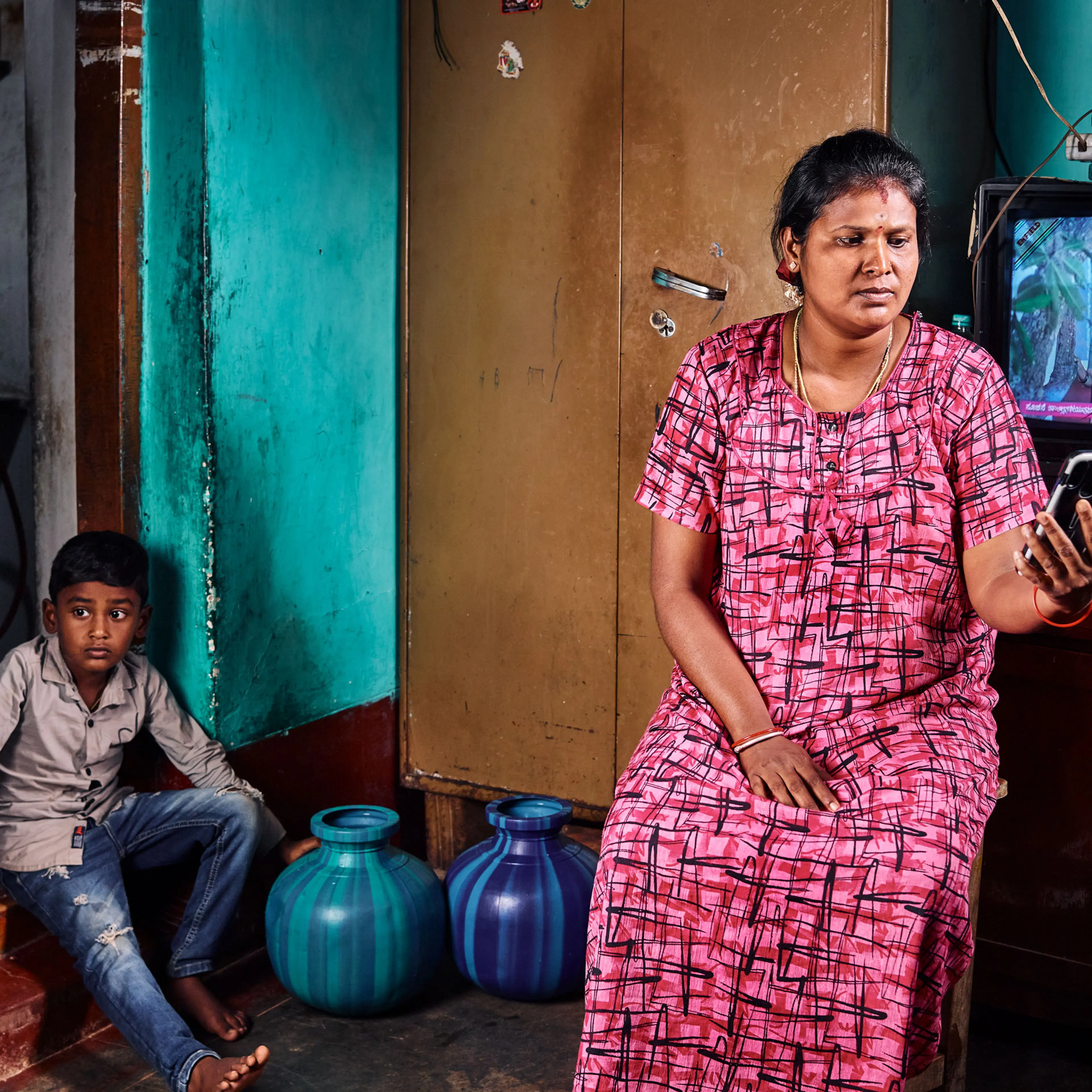 Rajeshwari N., 29, left her job as a garment factory worker because of health issues. Now she is able to work for Karya, a nonprofit AI data company in southern India.