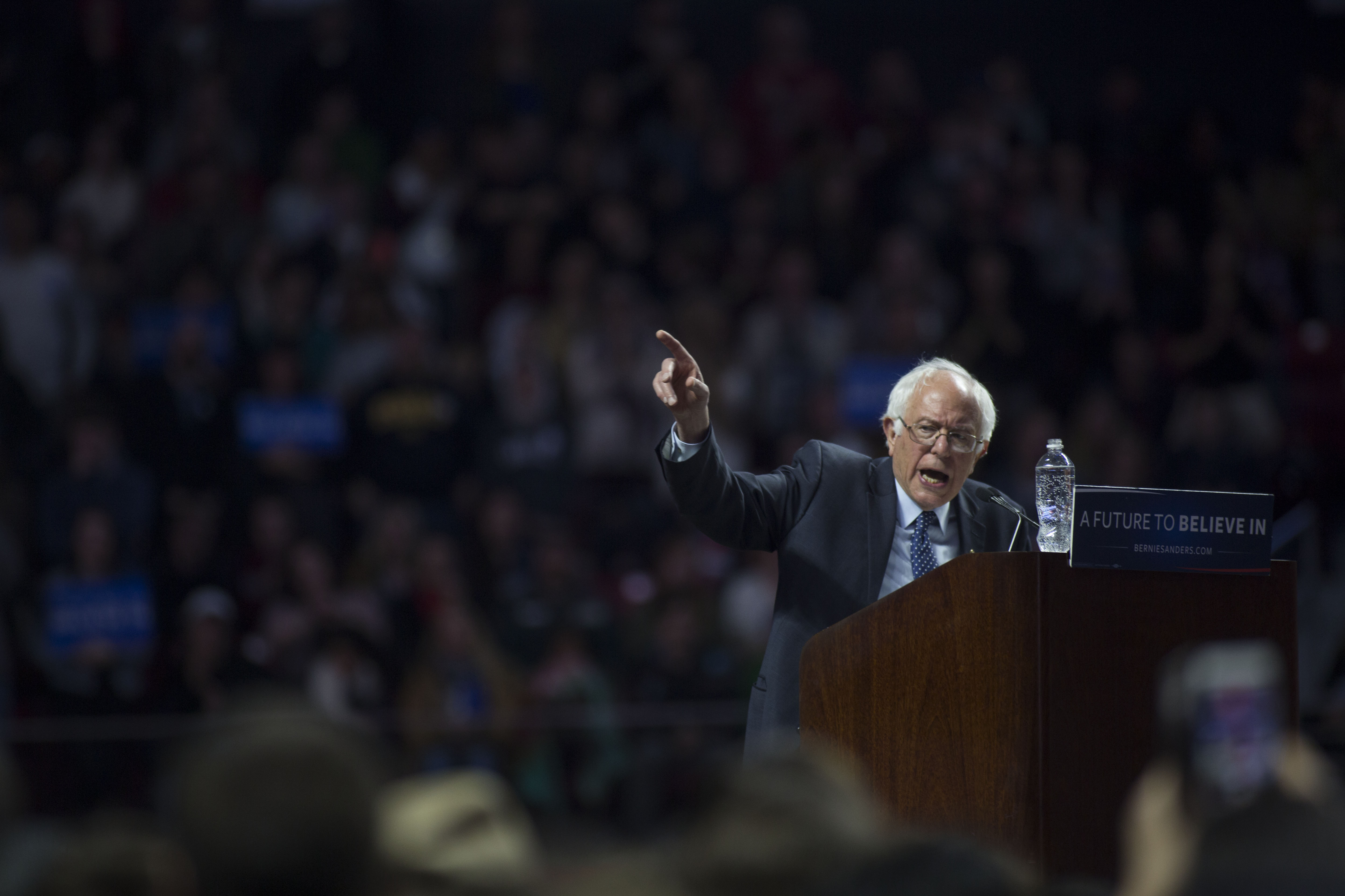 PHILADELPHIA, PENNSYLVANIA - APRIL 06: Democratic presidential candidate Sen. Bernie Sanders (D-VT) speaks at a rally at Temple University on April 6, 2016 in Philadelphia, Pennsylvania. The Pennsylvania Democratic Primary is scheduled for April 26, 2016