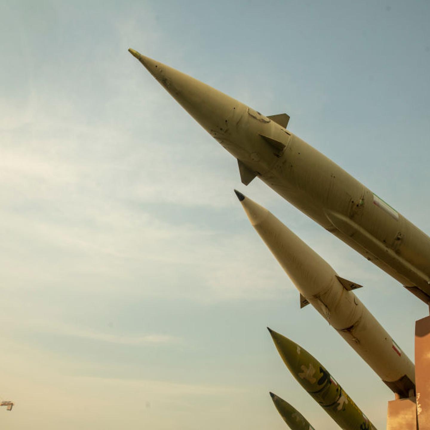 Iranian missiles are exhibited in a park in Tehran, Iran, on Jan. 20, 2024.