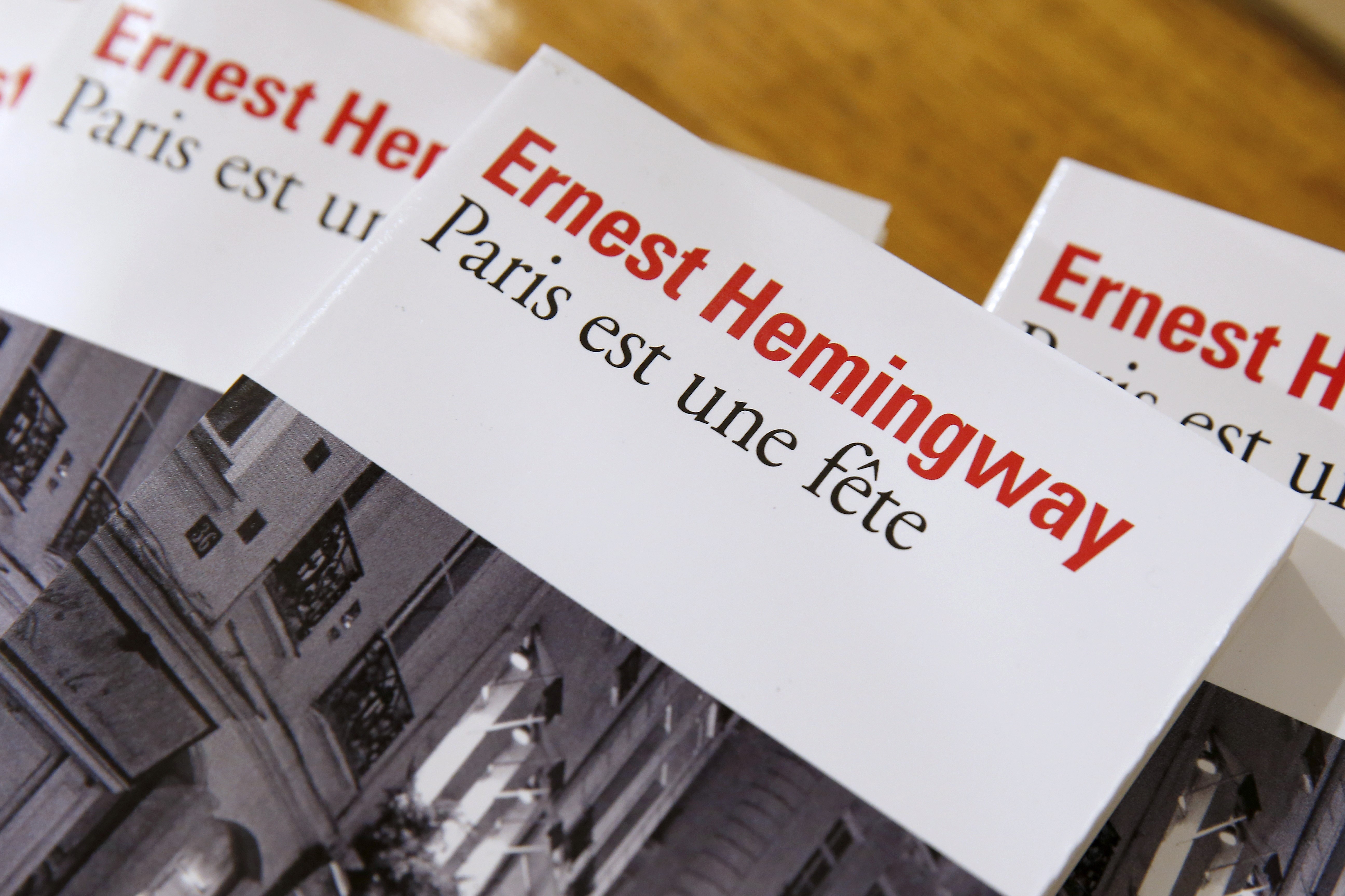 Copies of Ernest Hemingway's novel "Paris est une fete" ("A Moveable Feast") in Paris on Nov. 20, 2015.