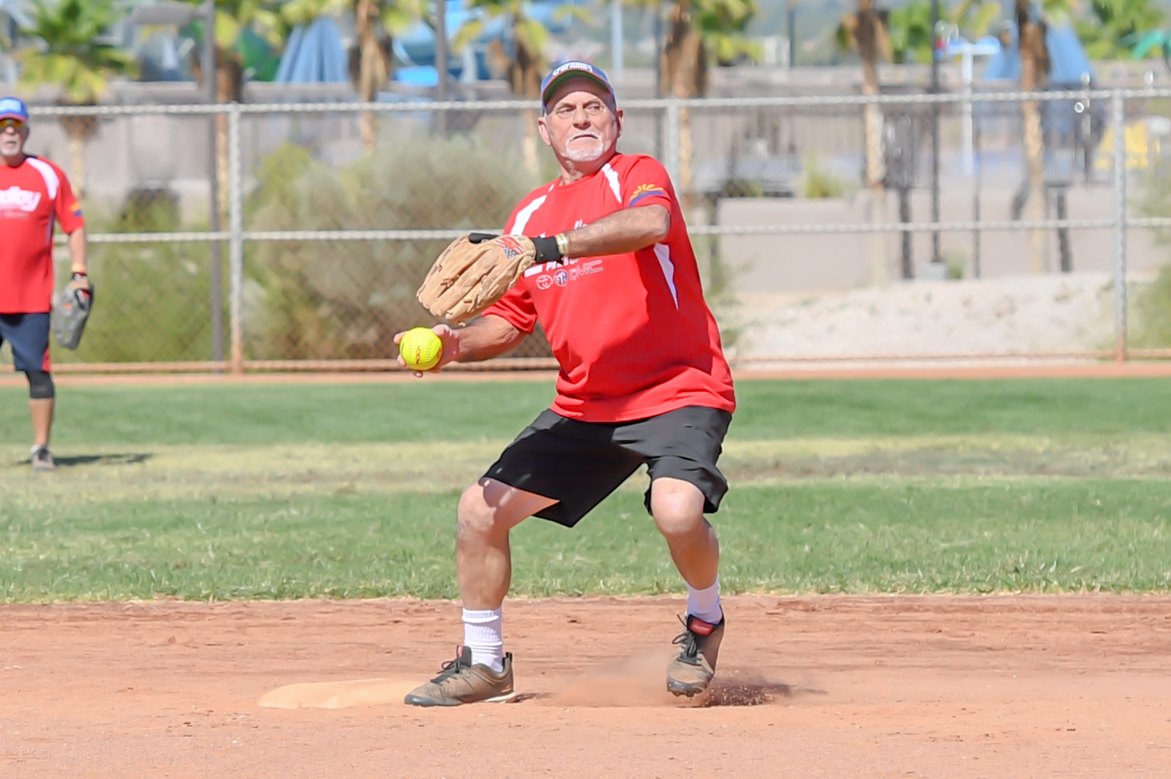 Game action at the Senior Softball USA World Championships in Las Vegas, Nev., in September 2019.