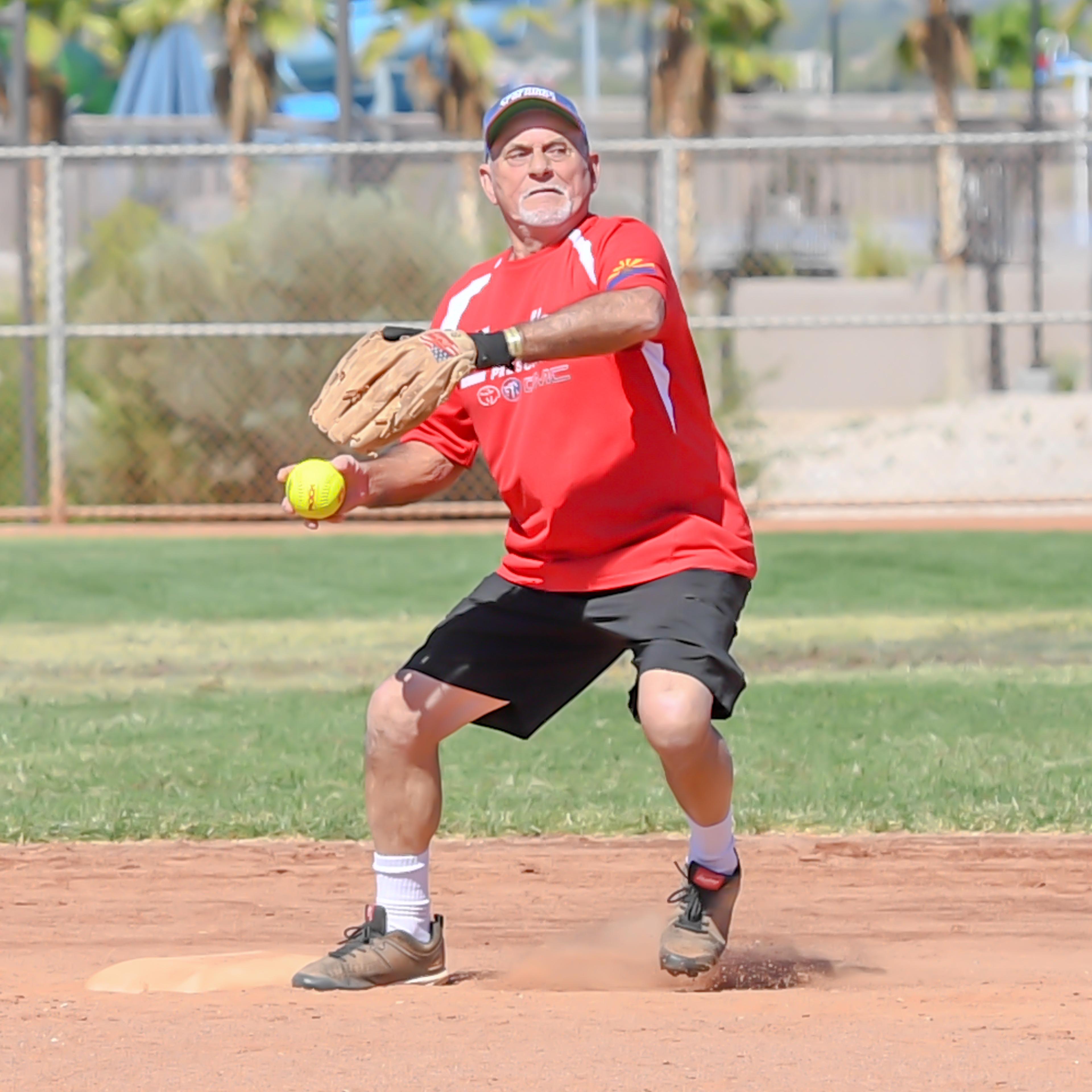 Game action at the Senior Softball USA World Championships in Las Vegas, Nev., in September 2019.