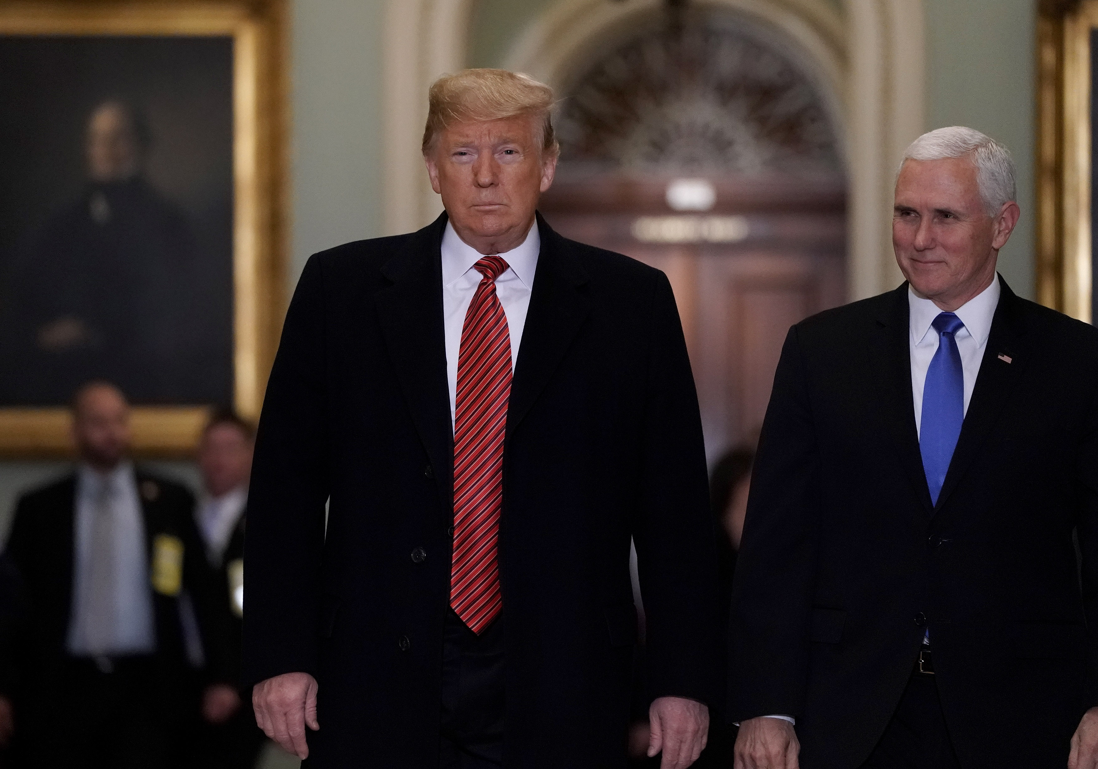 President Trump Attends Senate Republicans Weekly Policy Luncheons On Capitol Hill