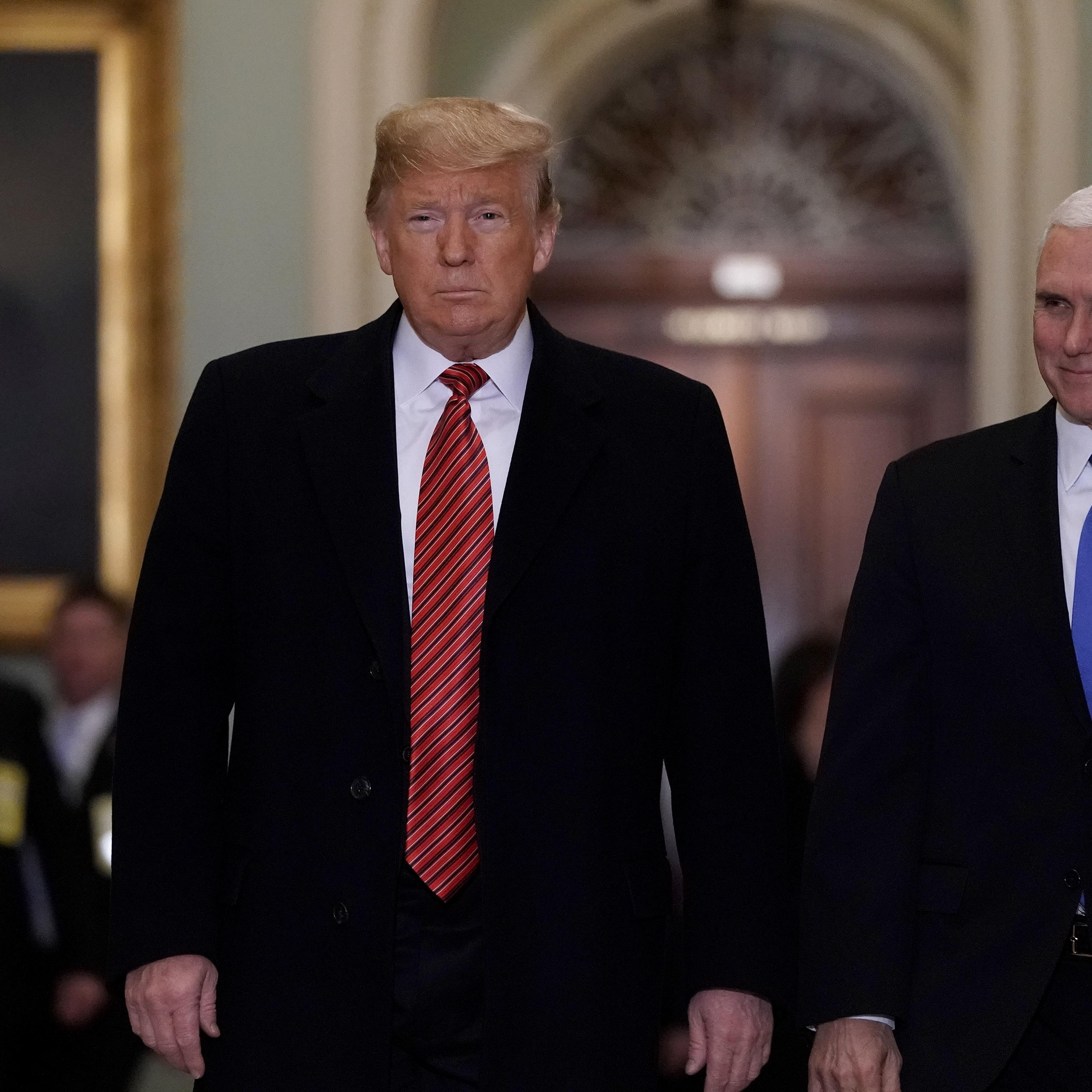 President Trump Attends Senate Republicans Weekly Policy Luncheons On Capitol Hill