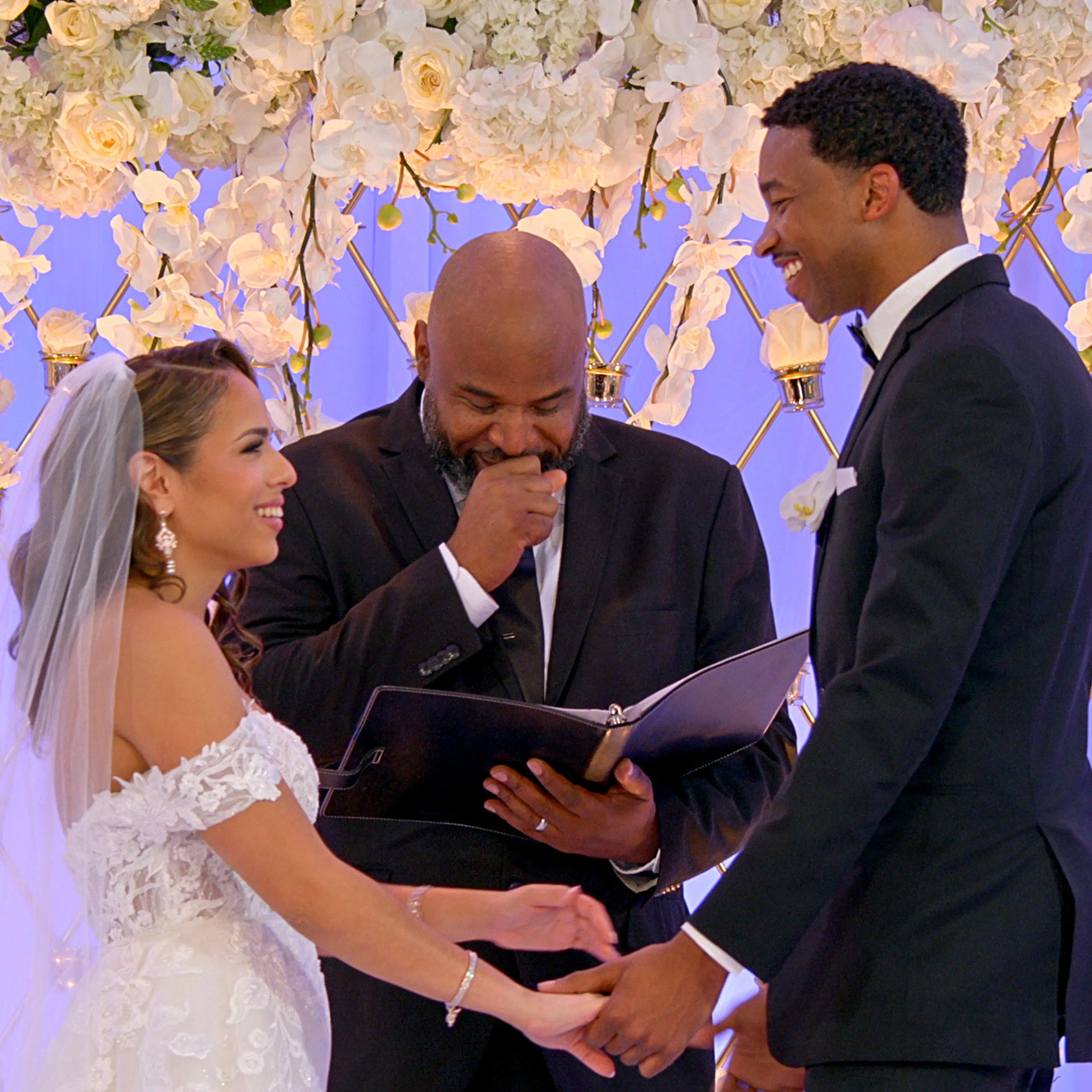 Lydia Velez Gonzalez, left, and Milton Johnson in episode 510 of Love is Blind. Cr. Courtesy of Netflix © 2023
