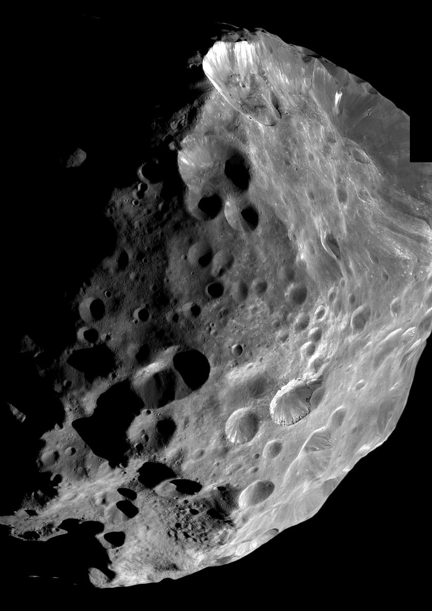 Saturn's 200-km moon Phoebe, seems likely to be a Centaur that was captured by that planet's gravity at some time in the past. Until spacecraft are sent to visit other Centaurs, our best idea of what they look like comes from images like this one, obtained by the Cassini space probe orbiting Saturn.