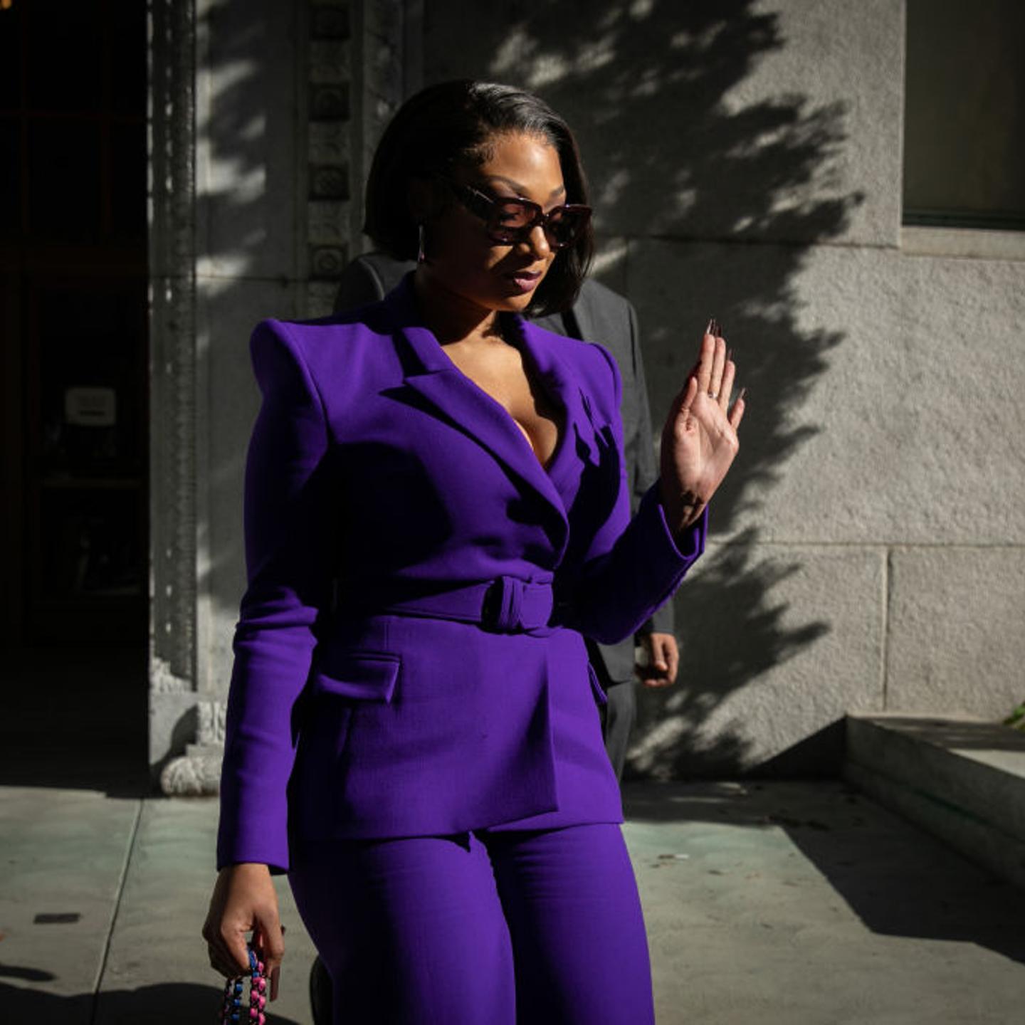 Megan Thee Stallion whose legal name is Megan Pete arrives at court to testify in the trial of Rapper Tory Lanez for allegedly shooting her